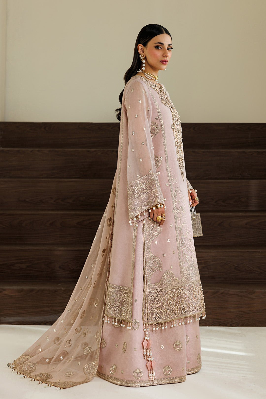 Alizeh | Aymal Luxury Bamber Chiffon | AF-BHM-4076-Reef-Brand:Alizeh-Type:Ladies Clothes-Pink-Chiffon-House of Maryam- Buy in UK, USA