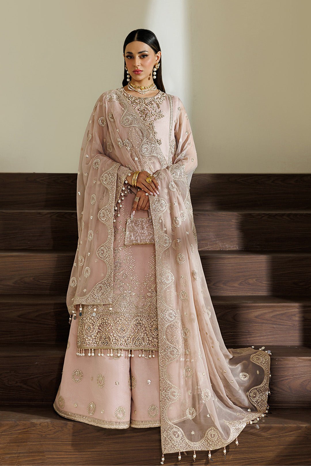 Alizeh | Aymal Luxury Bamber Chiffon | AF-BHM-4076-Reef-Brand:Alizeh-Type:Ladies Clothes-Pink-Chiffon-House of Maryam- Buy in UK, USA