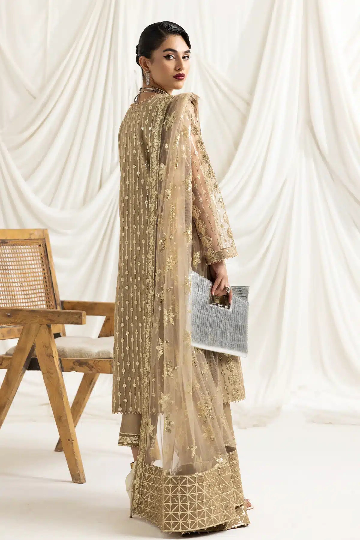 Alizeh | Dua Formals 23 | DUA-V02D01B- AIREEN(IVORY BEIGE) -  Alizeh Formal - Original Designer Dress - House of Maryam