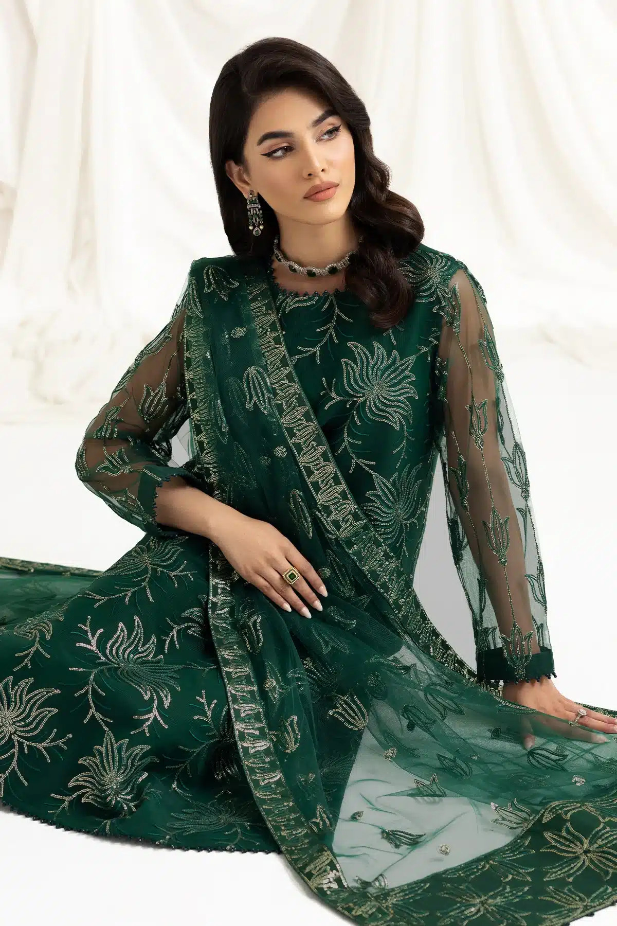 Alizeh | Dua Formals 23 | DUA-V02D05A-ELNAZ(GREEN) -  Alizeh Formal - Original Designer Dress - House of Maryam