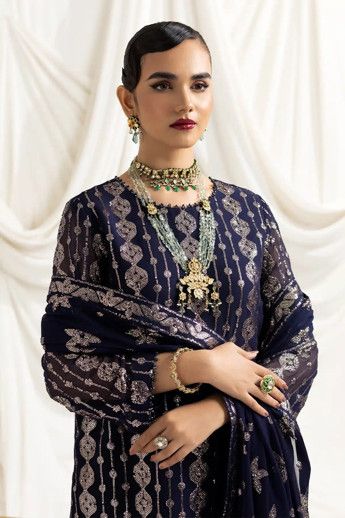 Alizeh | Dua Formals 23 | DUA-V02D01A- AIREEN(NAVY BLUE) -  Alizeh Formal - Original Designer Dress - House of Maryam