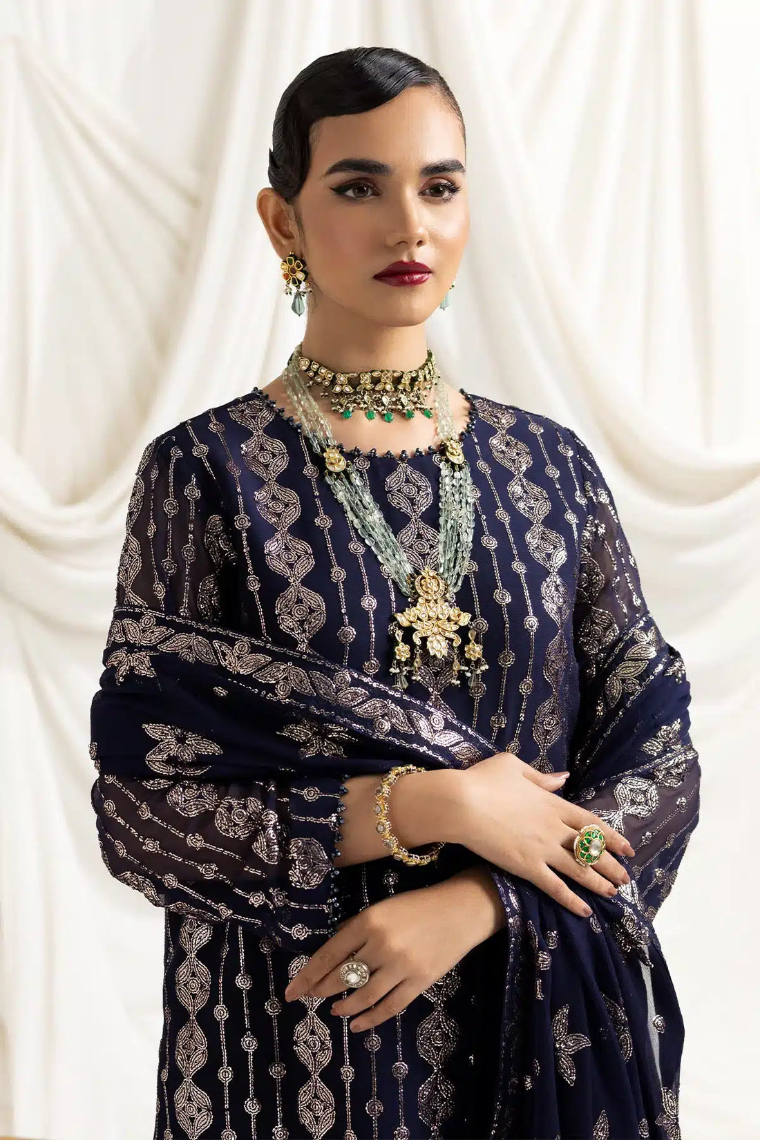 Alizeh | Dua Formals 23 | DUA-V02D01A- AIREEN(NAVY BLUE) by Designer Alizeh - House of Maryam - Pakistani Designer Ethnic Wear in {{ shop.shopifyCountryName }}