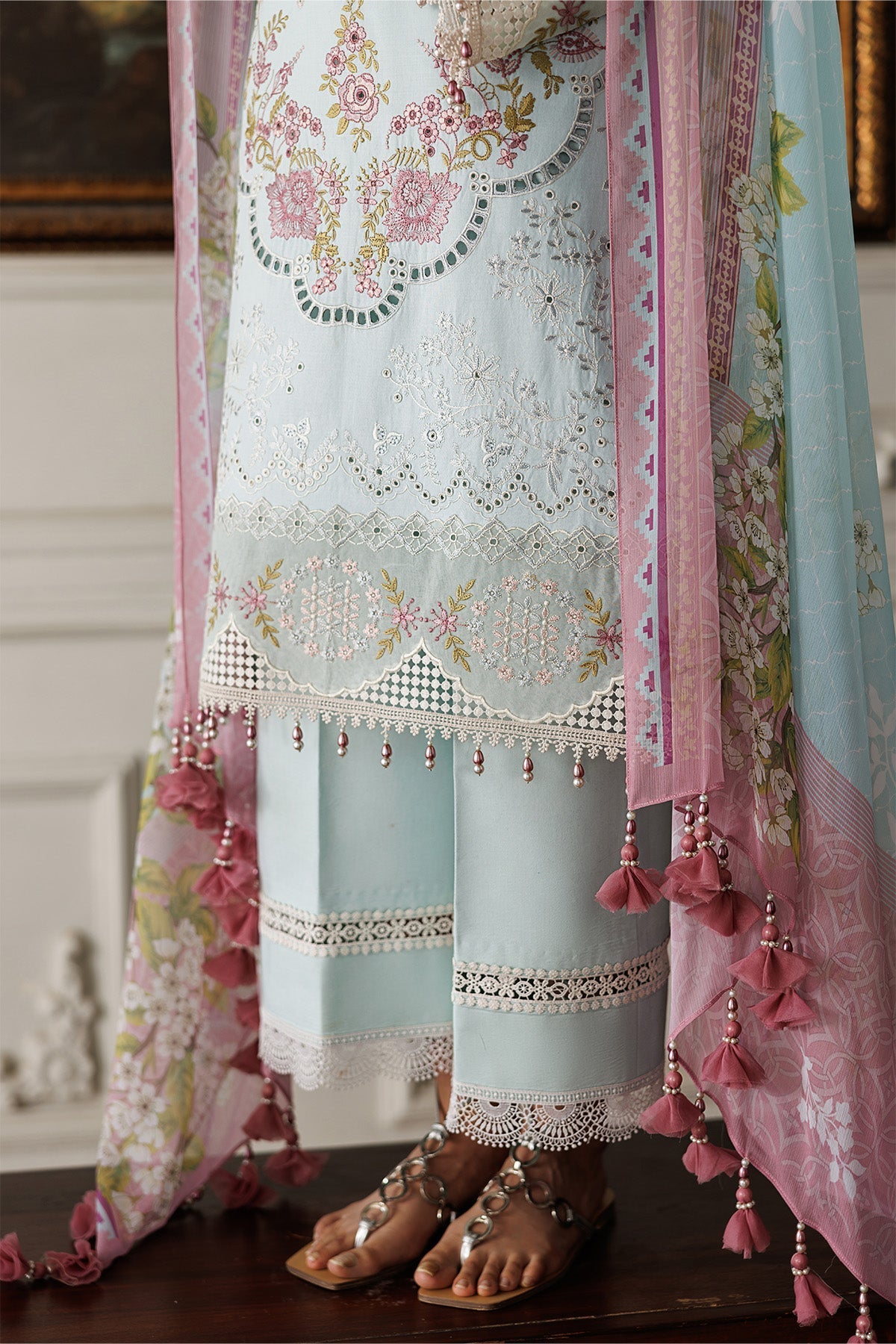 Alizeh | Eid Festive Lawn | AF-EL-7050-Sabrina-Brand:Alizeh-Type:Ladies Clothes-Ice Blue-Lawn-House of Maryam- Buy in UK, USA