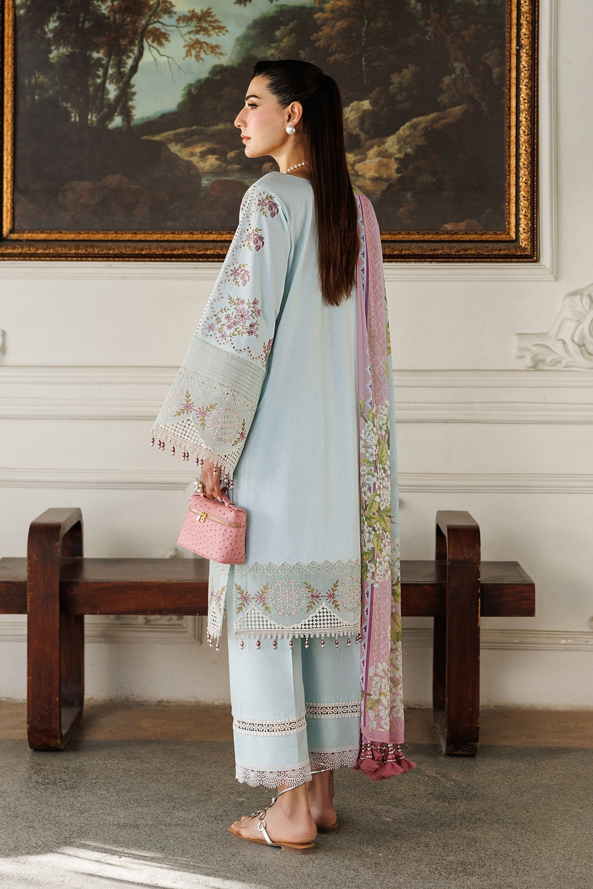 Alizeh | Eid Festive Lawn | AF-EL-7050-Sabrina-Brand:Alizeh-Type:Ladies Clothes-Ice Blue-Lawn-House of Maryam- Buy in UK, USA