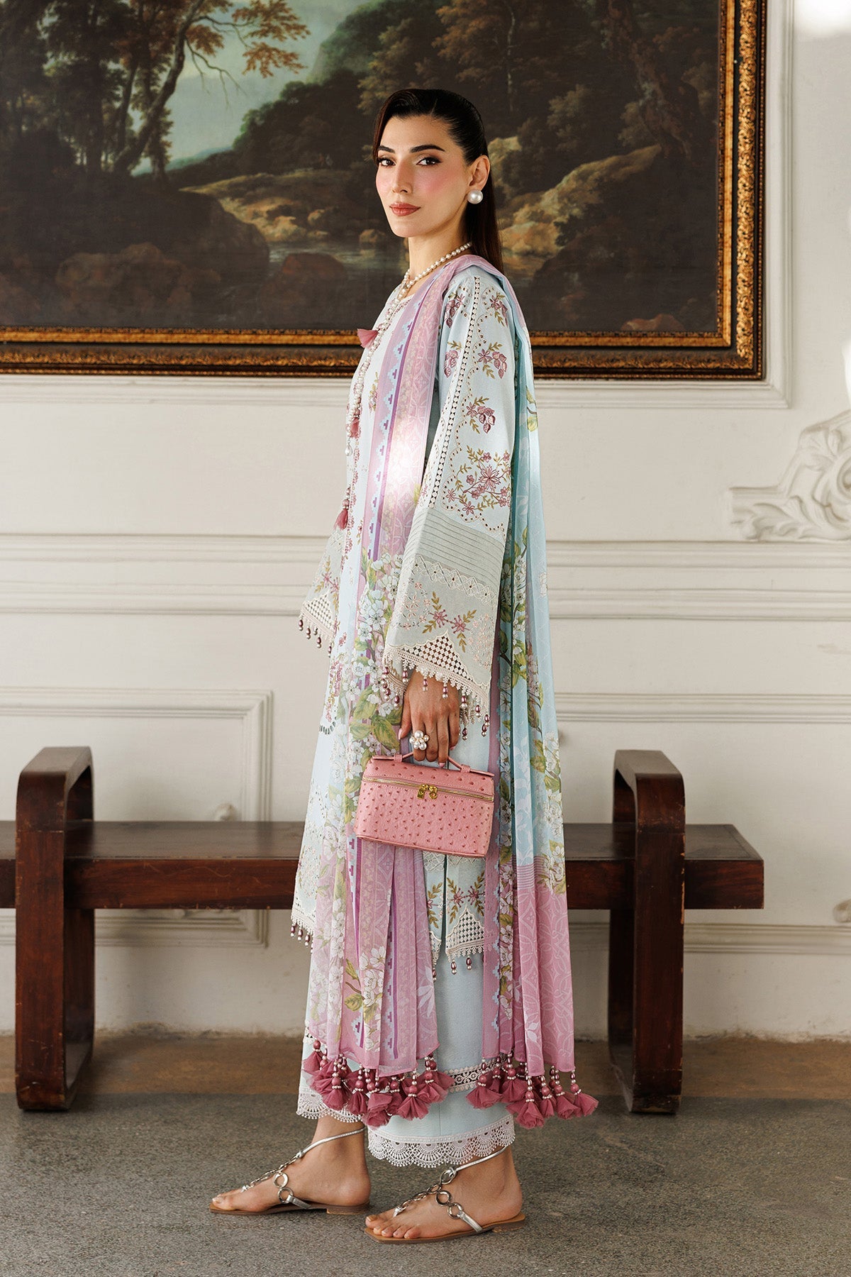 Alizeh | Eid Festive Lawn | AF-EL-7050-Sabrina-Brand:Alizeh-Type:Ladies Clothes-Ice Blue-Lawn-House of Maryam- Buy in UK, USA