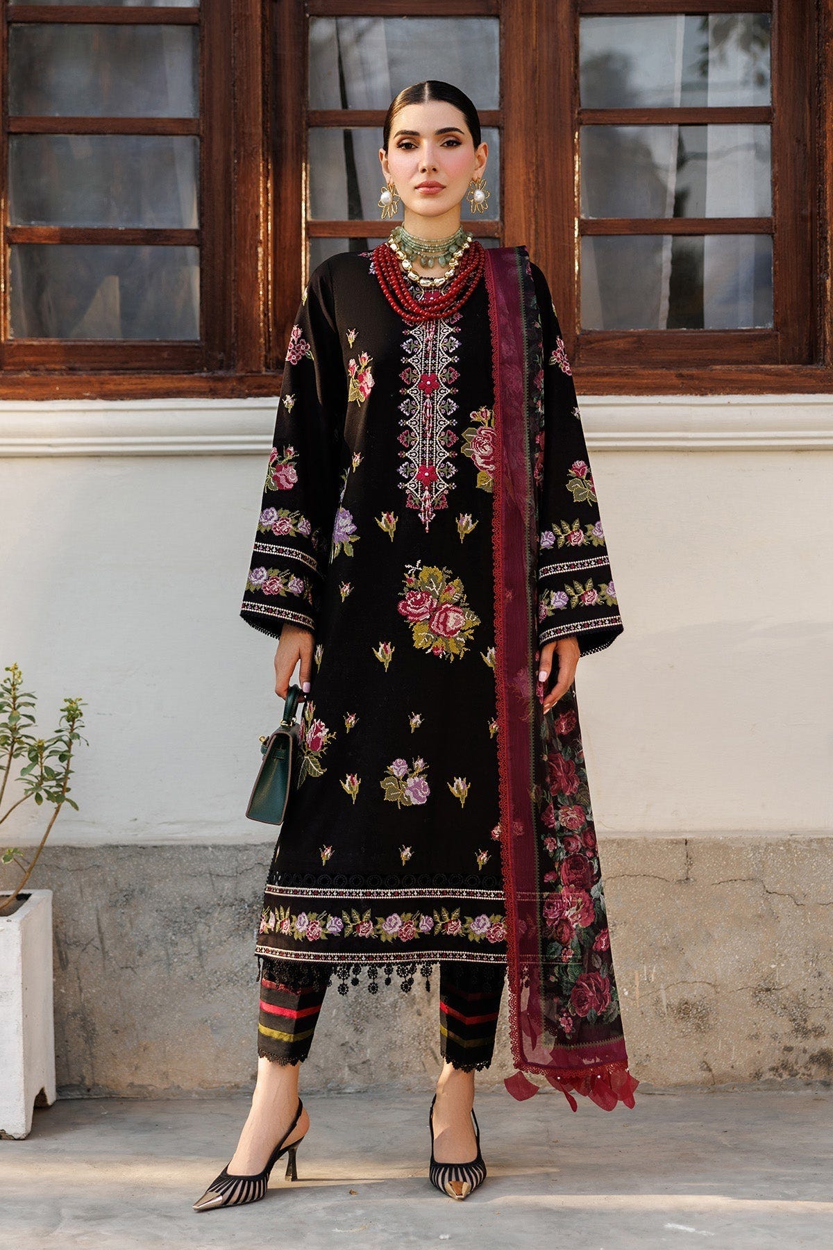 Alizeh | Eid Festive Lawn | AF-EL-7051-Vogue-Brand:Alizeh-Type:Ladies Clothes-Black-Lawn-House of Maryam- Buy in UK, USA