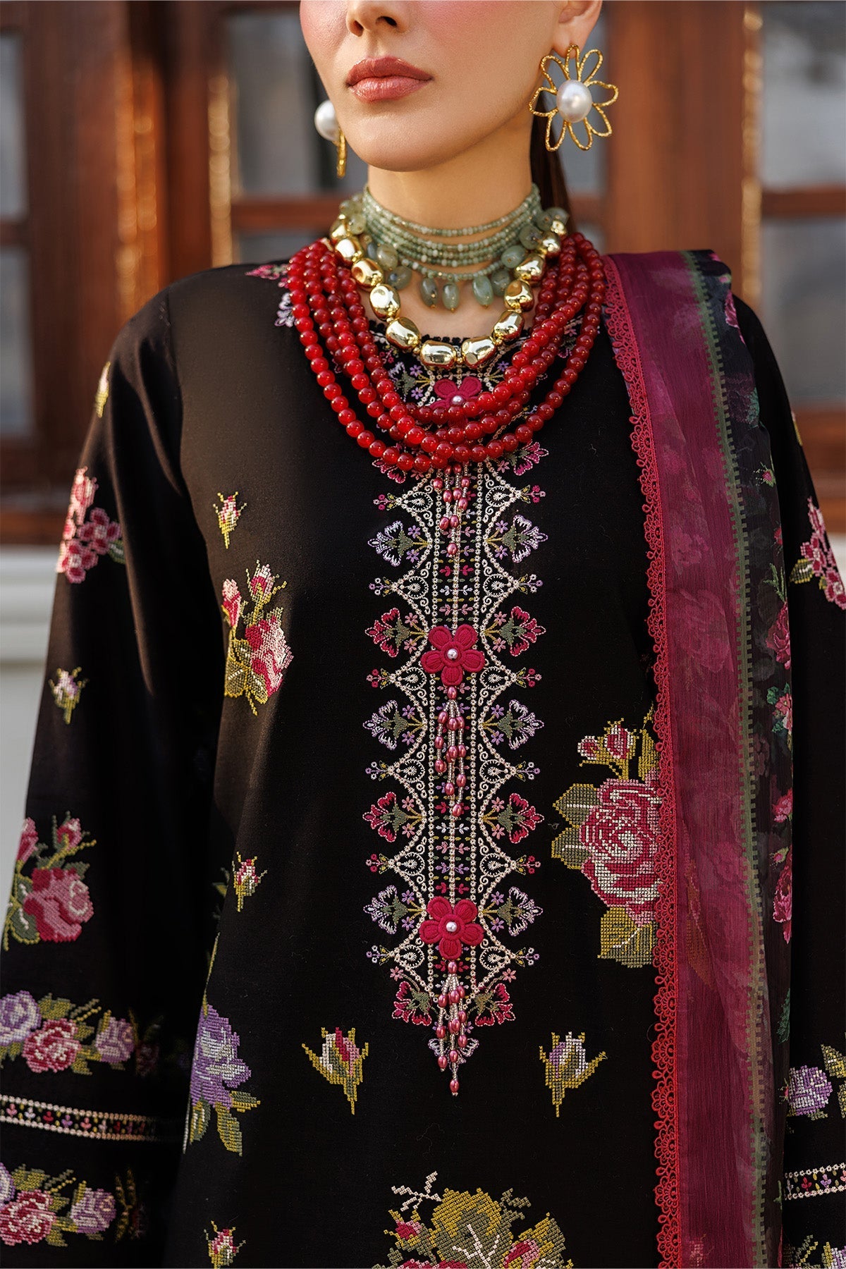 Alizeh | Eid Festive Lawn | AF-EL-7051-Vogue-Brand:Alizeh-Type:Ladies Clothes-Black-Lawn-House of Maryam- Buy in UK, USA