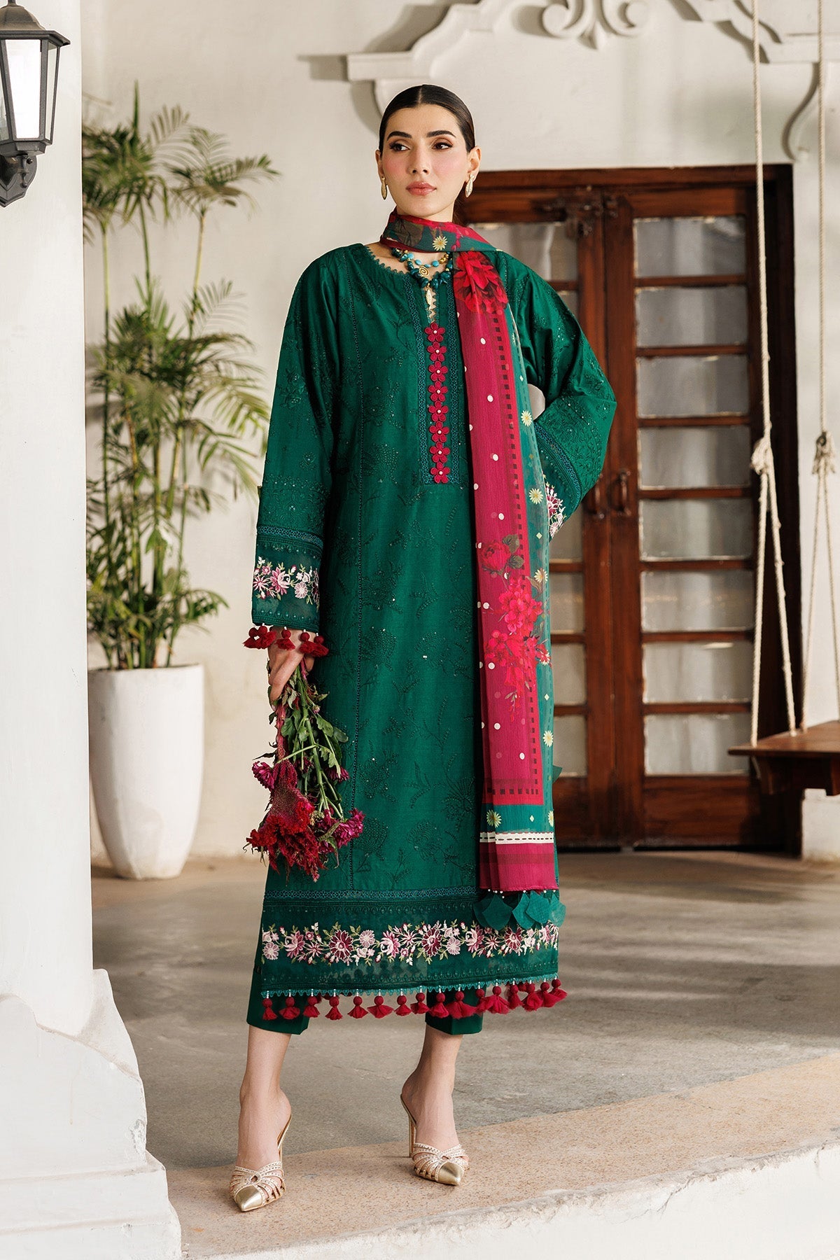 Alizeh | Eid Festive Lawn | AF-EL-7053-Evlyn-Brand:Alizeh-Type:Ladies Clothes-Bottle Green-Lawn-House of Maryam- Buy in UK, USA