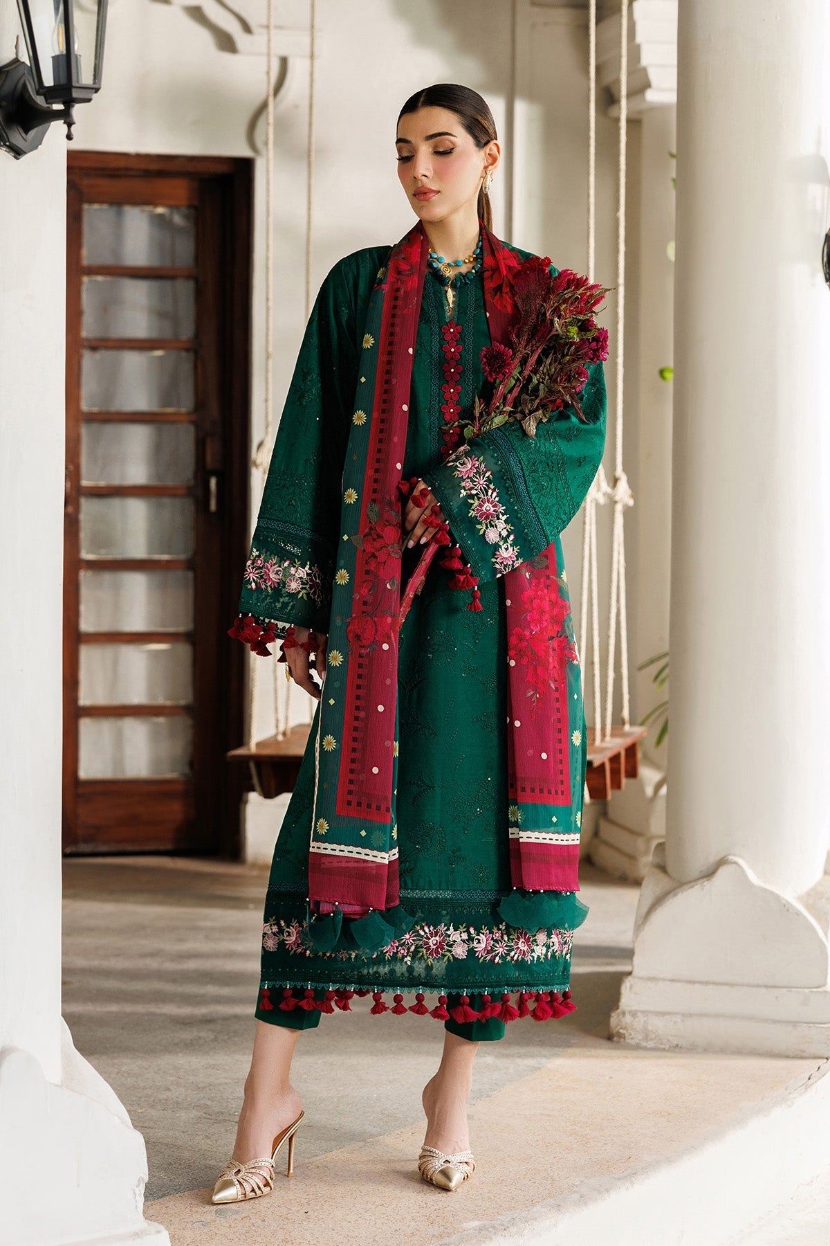 Alizeh | Eid Festive Lawn | AF-EL-7053-Evlyn-Brand:Alizeh-Type:Ladies Clothes-Bottle Green-Lawn-House of Maryam- Buy in UK, USA