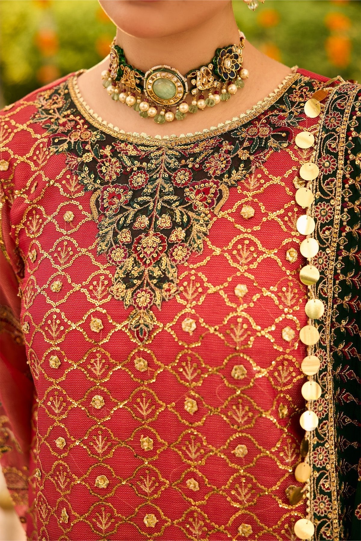 Alizeh | Shehnai The Festive Edit | AF-ZN-2216-Ghoomar-Brand:Alizeh-Type:Ladies Clothes-Carrot Pink-Zari Net-House of Maryam- Buy in UK, USA