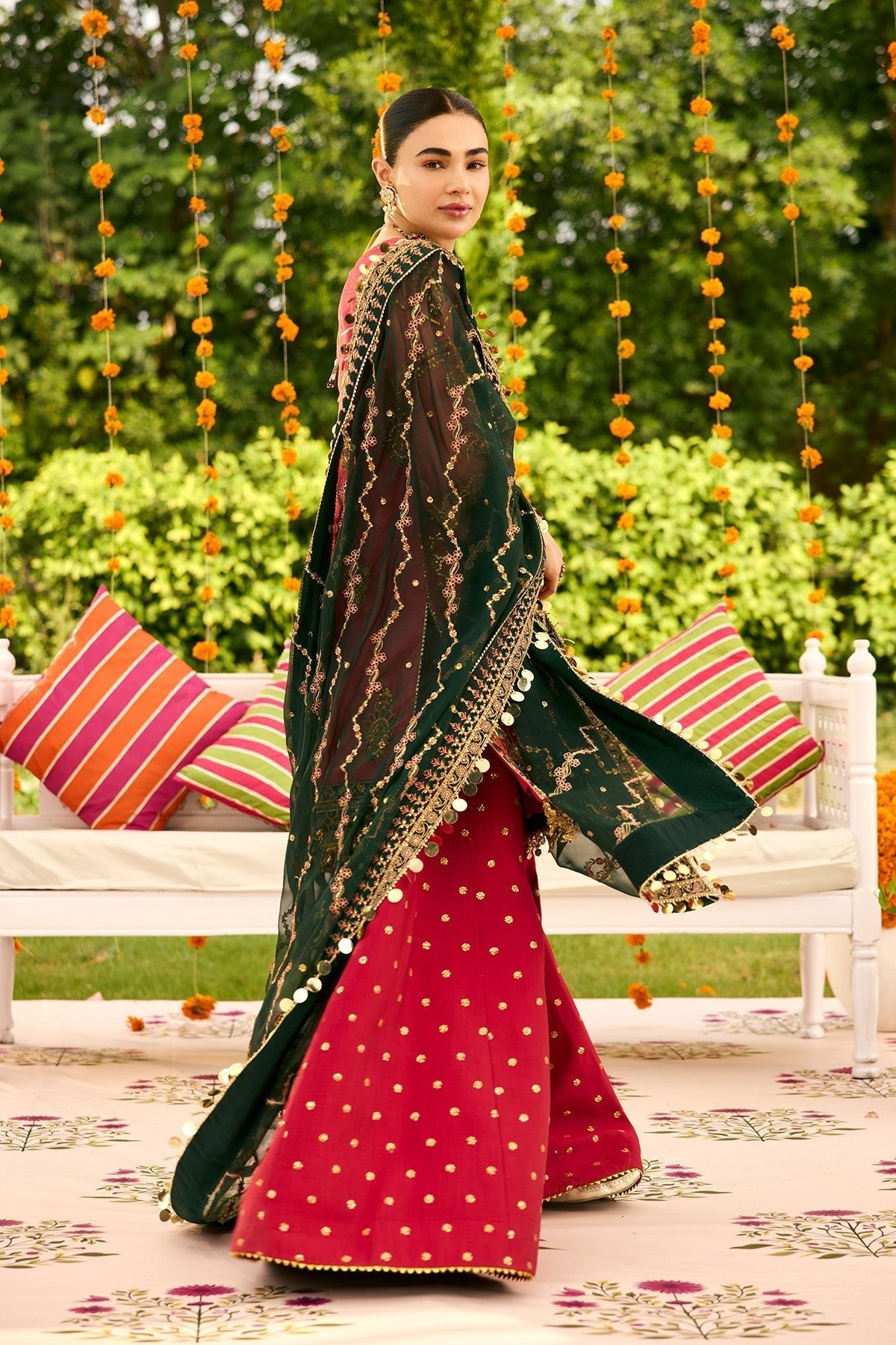 Alizeh | Shehnai The Festive Edit | AF-ZN-2216-Ghoomar-Brand:Alizeh-Type:Ladies Clothes-Carrot Pink-Zari Net-House of Maryam- Buy in UK, USA