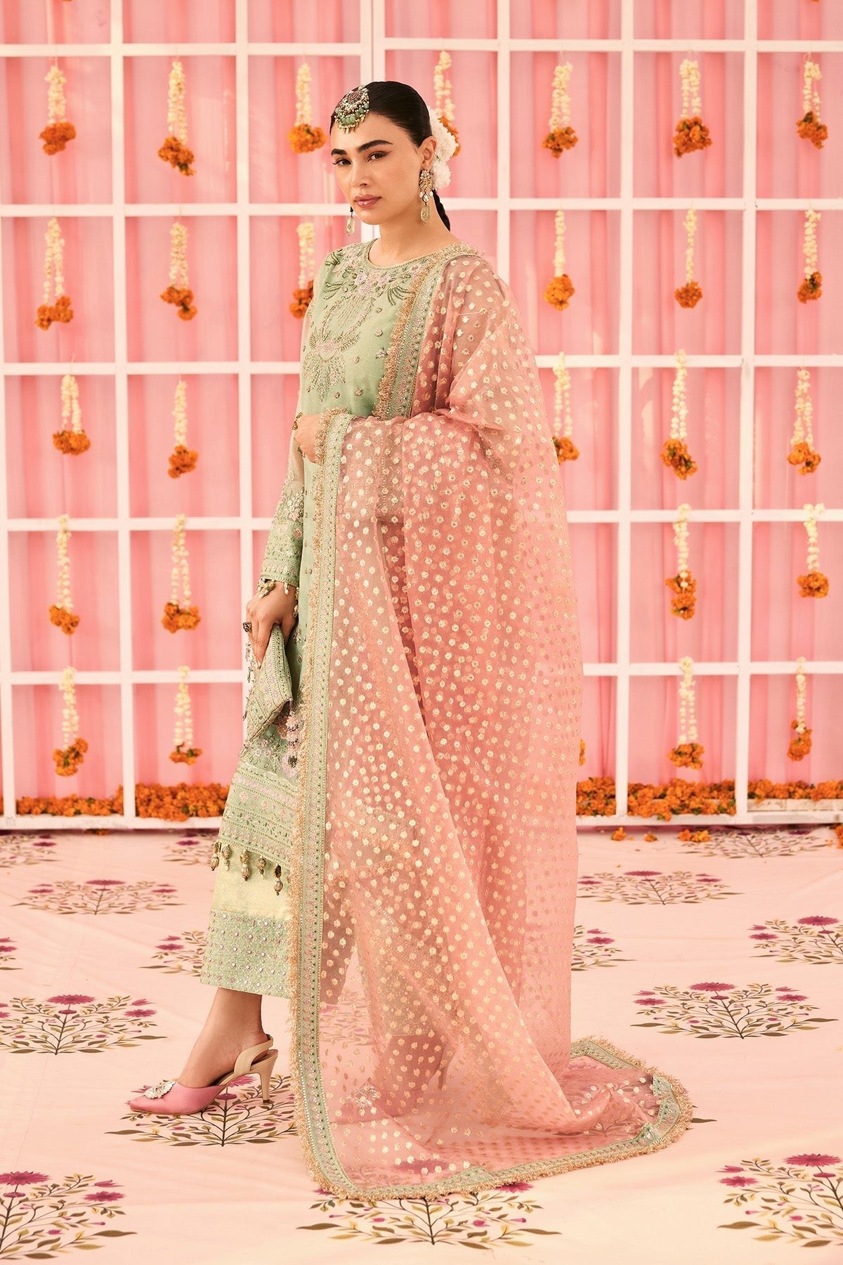 Alizeh | Shehnai The Festive Edit | AF-ZN-2217-Libaan-Brand:Alizeh-Type:Ladies Clothes-Mint Green-Zari Net-House of Maryam- Buy in UK, USA
