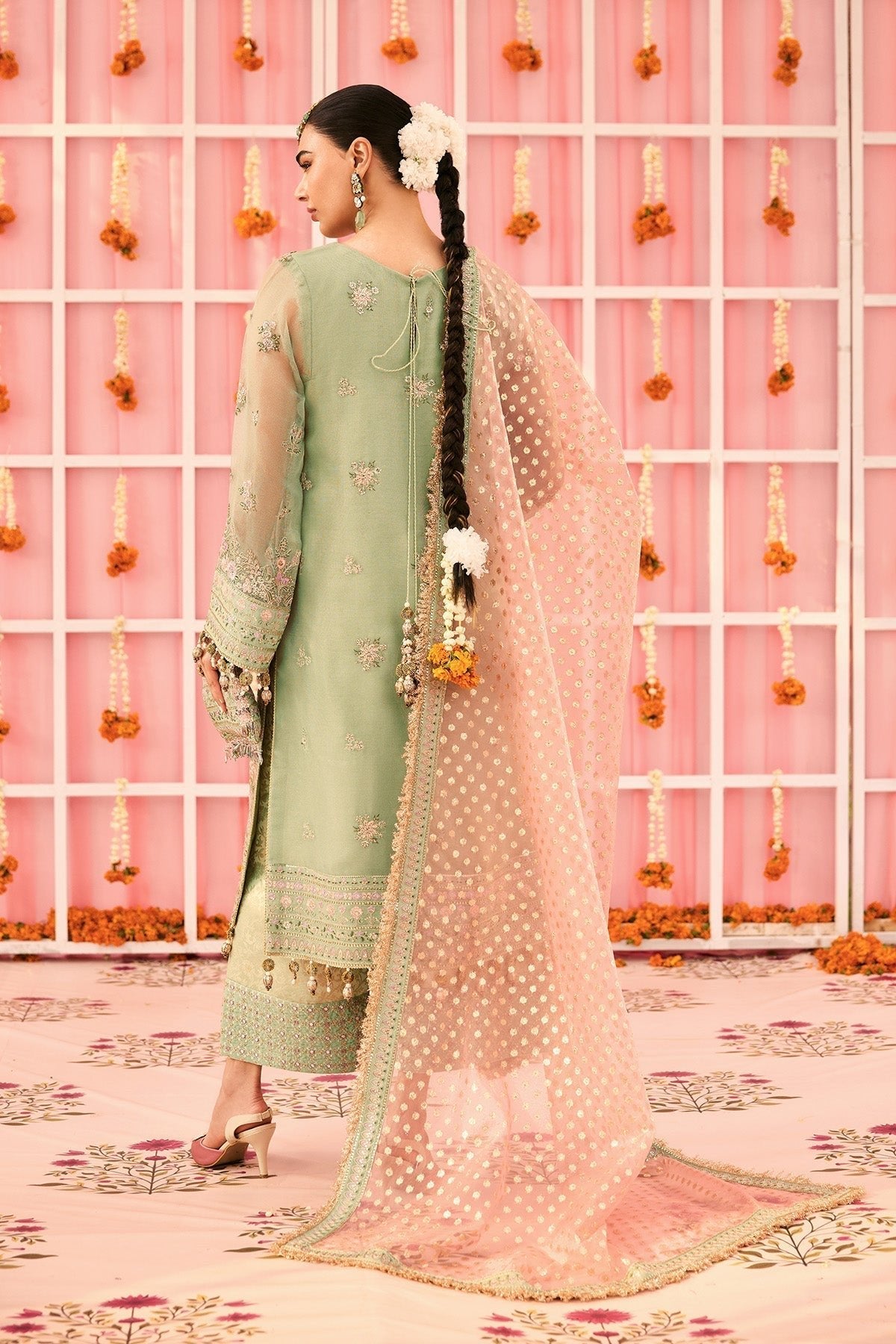 Alizeh | Shehnai The Festive Edit | AF-ZN-2217-Libaan-Brand:Alizeh-Type:Ladies Clothes-Mint Green-Zari Net-House of Maryam- Buy in UK, USA
