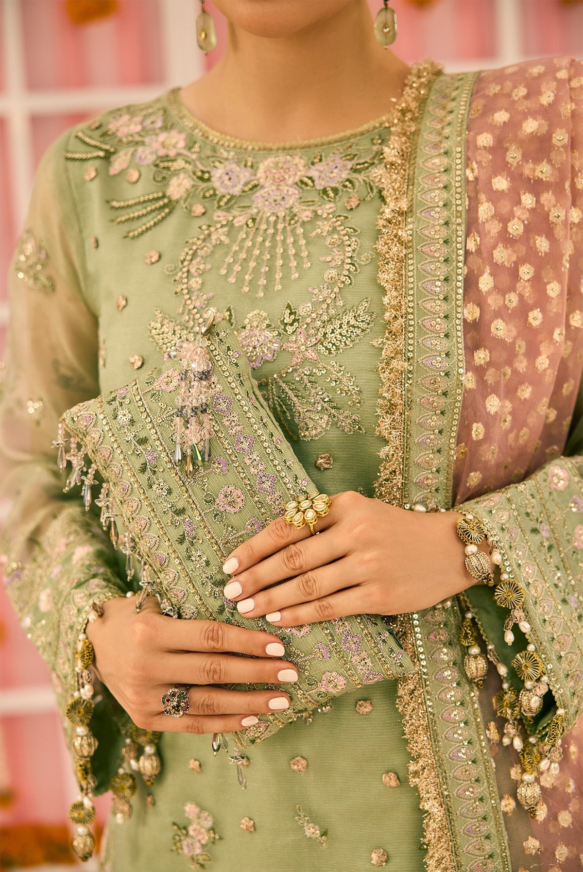 Alizeh | Shehnai The Festive Edit | AF-ZN-2217-Libaan-Brand:Alizeh-Type:Ladies Clothes-Mint Green-Zari Net-House of Maryam- Buy in UK, USA