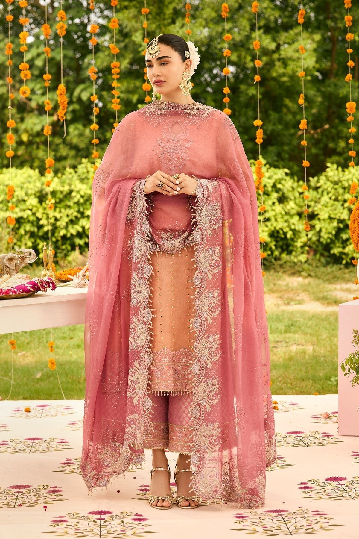 Alizeh | Shehnai The Festive Edit | AF-ZN-2218-Sitara-Brand:Alizeh-Type:Ladies Clothes-Coral-Zari Net-House of Maryam- Buy in UK, USA