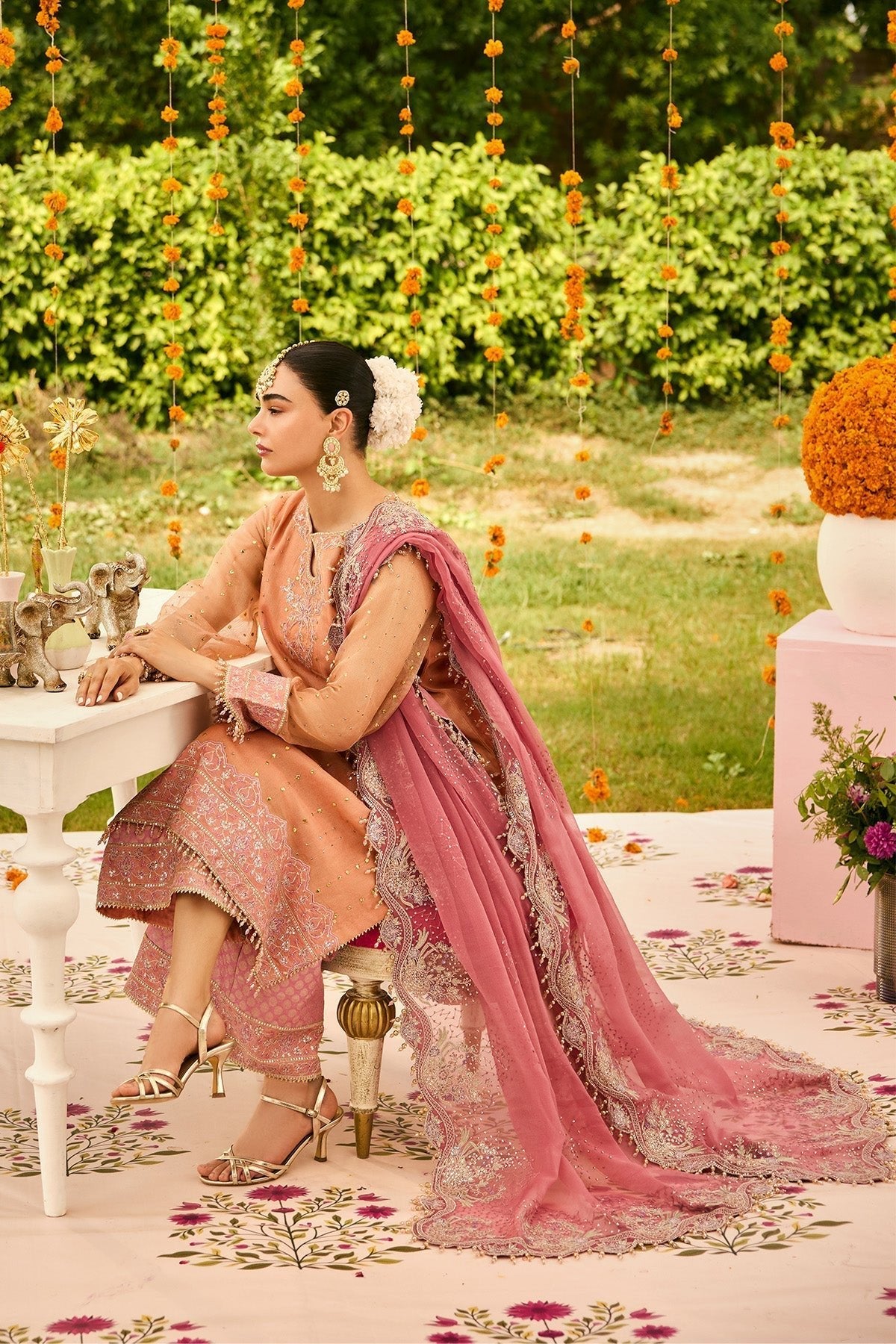 Alizeh | Shehnai The Festive Edit | AF-ZN-2218-Sitara-Brand:Alizeh-Type:Ladies Clothes-Coral-Zari Net-House of Maryam- Buy in UK, USA