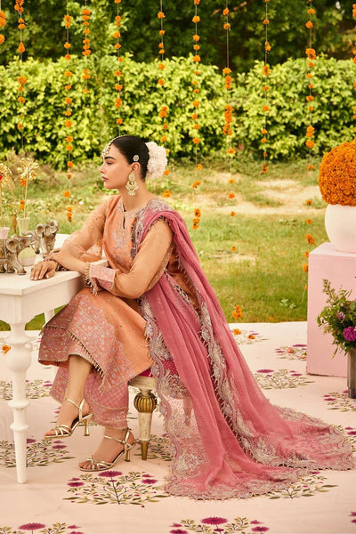 Alizeh | Shehnai The Festive Edit | AF-ZN-2218-Sitara-Brand:Alizeh-Type:Ladies Clothes-Coral-Zari Net-House of Maryam- Buy in UK, USA