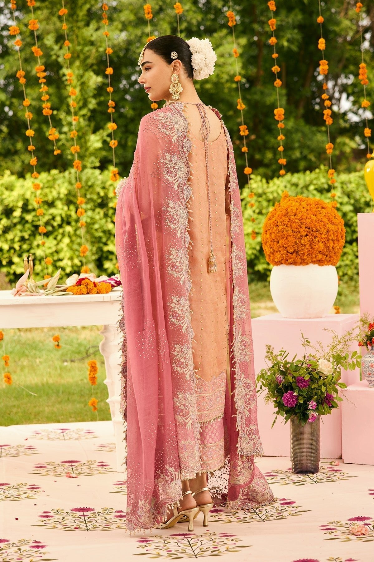 Alizeh | Shehnai The Festive Edit | AF-ZN-2218-Sitara-Brand:Alizeh-Type:Ladies Clothes-Coral-Zari Net-House of Maryam- Buy in UK, USA