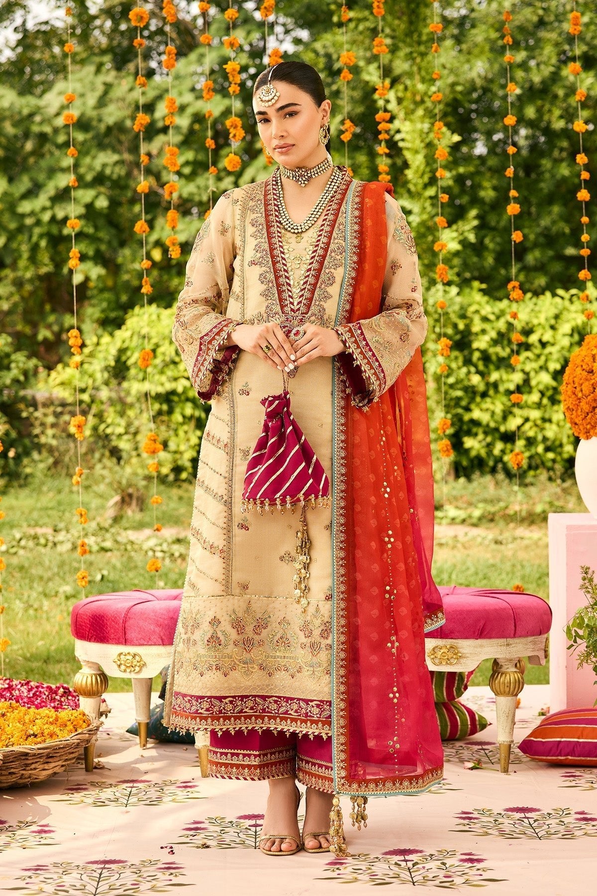 Alizeh | Shehnai The Festive Edit | AF-ZN-2219-Dilruba-Brand:Alizeh-Type:Ladies Clothes-Beige-Zari Net-House of Maryam- Buy in UK, USA