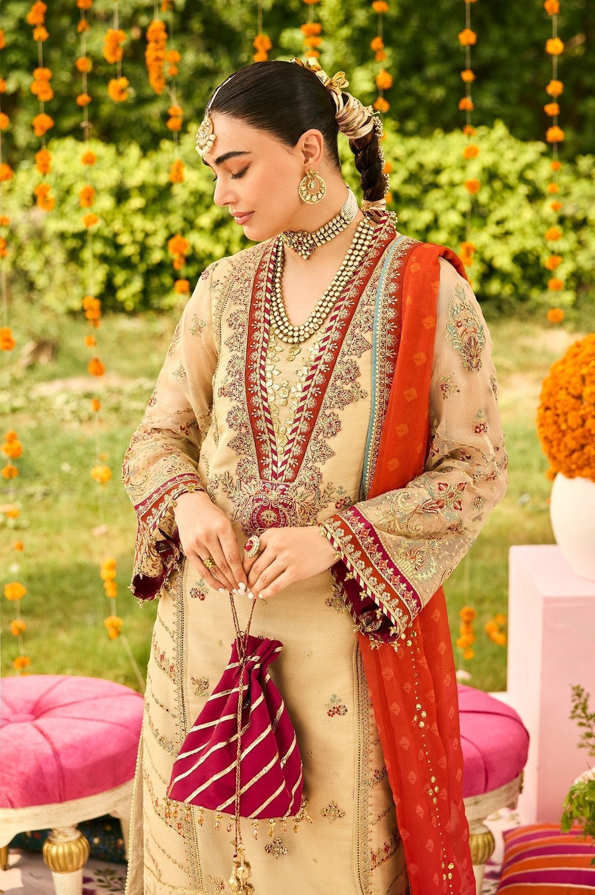 Alizeh | Shehnai The Festive Edit | AF-ZN-2219-Dilruba-Brand:Alizeh-Type:Ladies Clothes-Beige-Zari Net-House of Maryam- Buy in UK, USA
