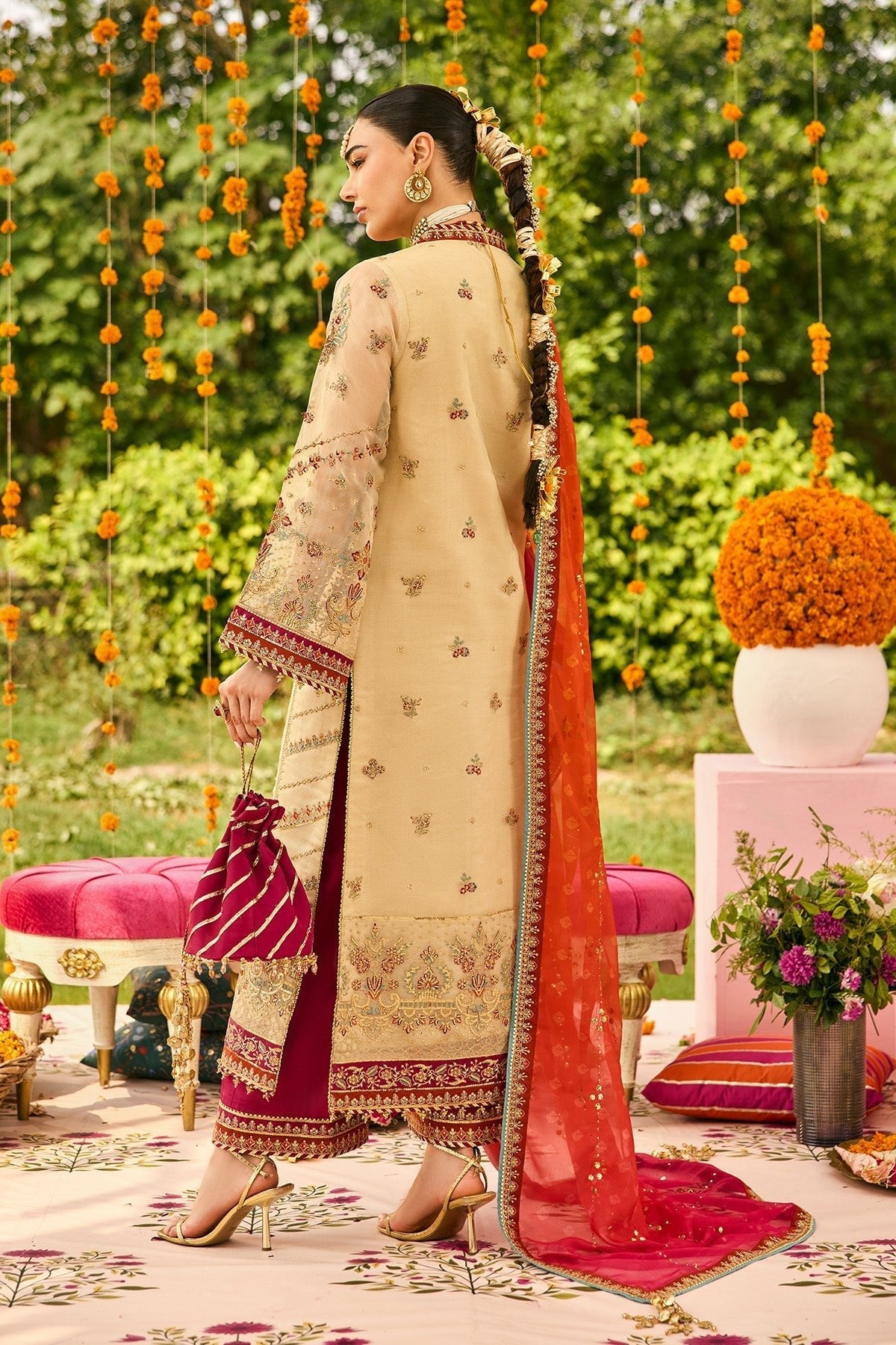Alizeh | Shehnai The Festive Edit | AF-ZN-2219-Dilruba-Brand:Alizeh-Type:Ladies Clothes-Beige-Zari Net-House of Maryam- Buy in UK, USA