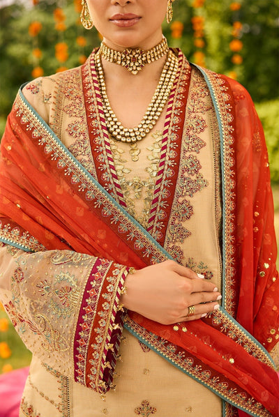 Alizeh | Shehnai The Festive Edit | AF-ZN-2219-Dilruba-Brand:Alizeh-Type:Ladies Clothes-Beige-Zari Net-House of Maryam- Buy in UK, USA