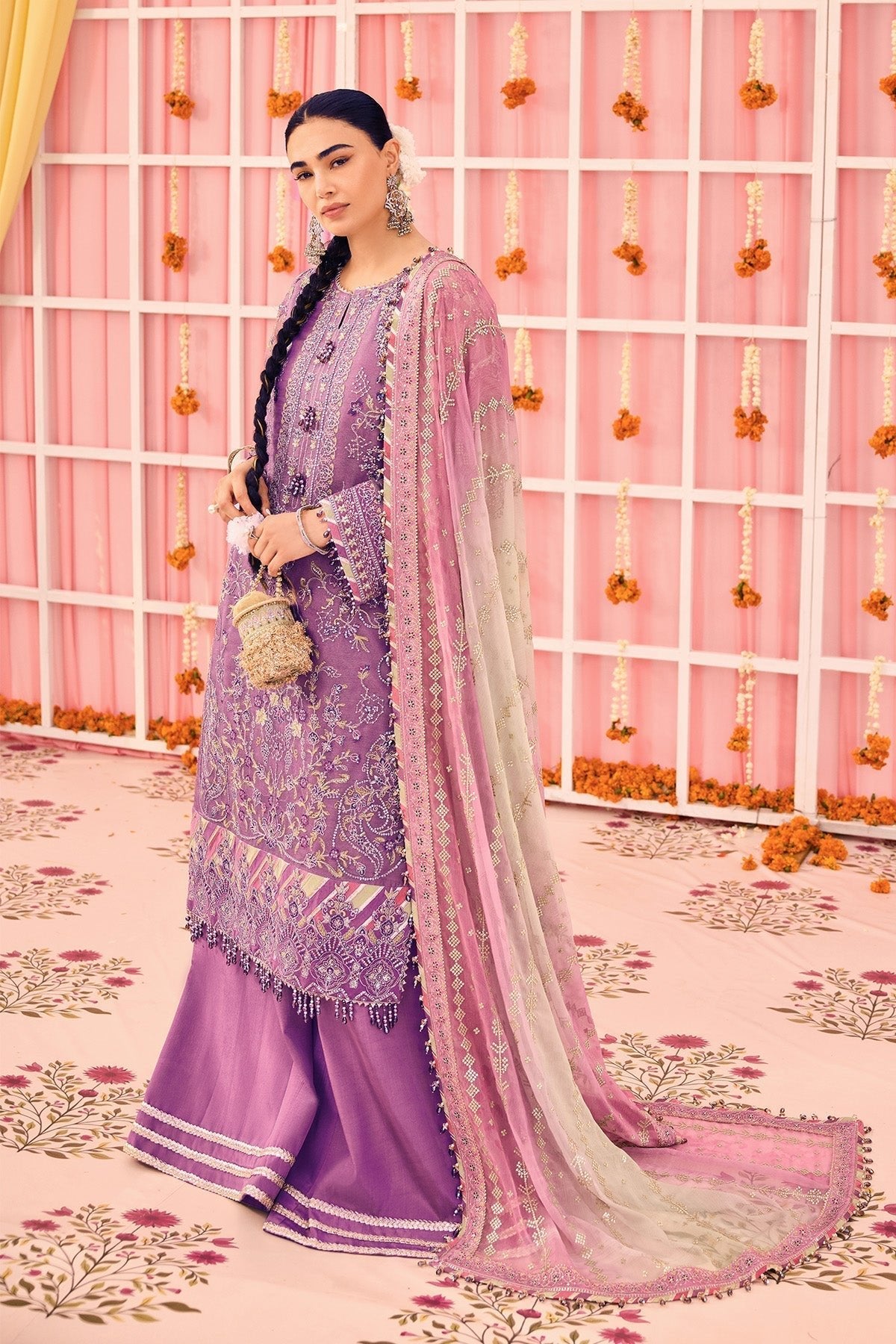 Alizeh | Shehnai The Festive Edit | AF-ZN-2220-Zari-Brand:Alizeh-Type:Ladies Clothes-Plum-Zari Net-House of Maryam- Buy in UK, USA