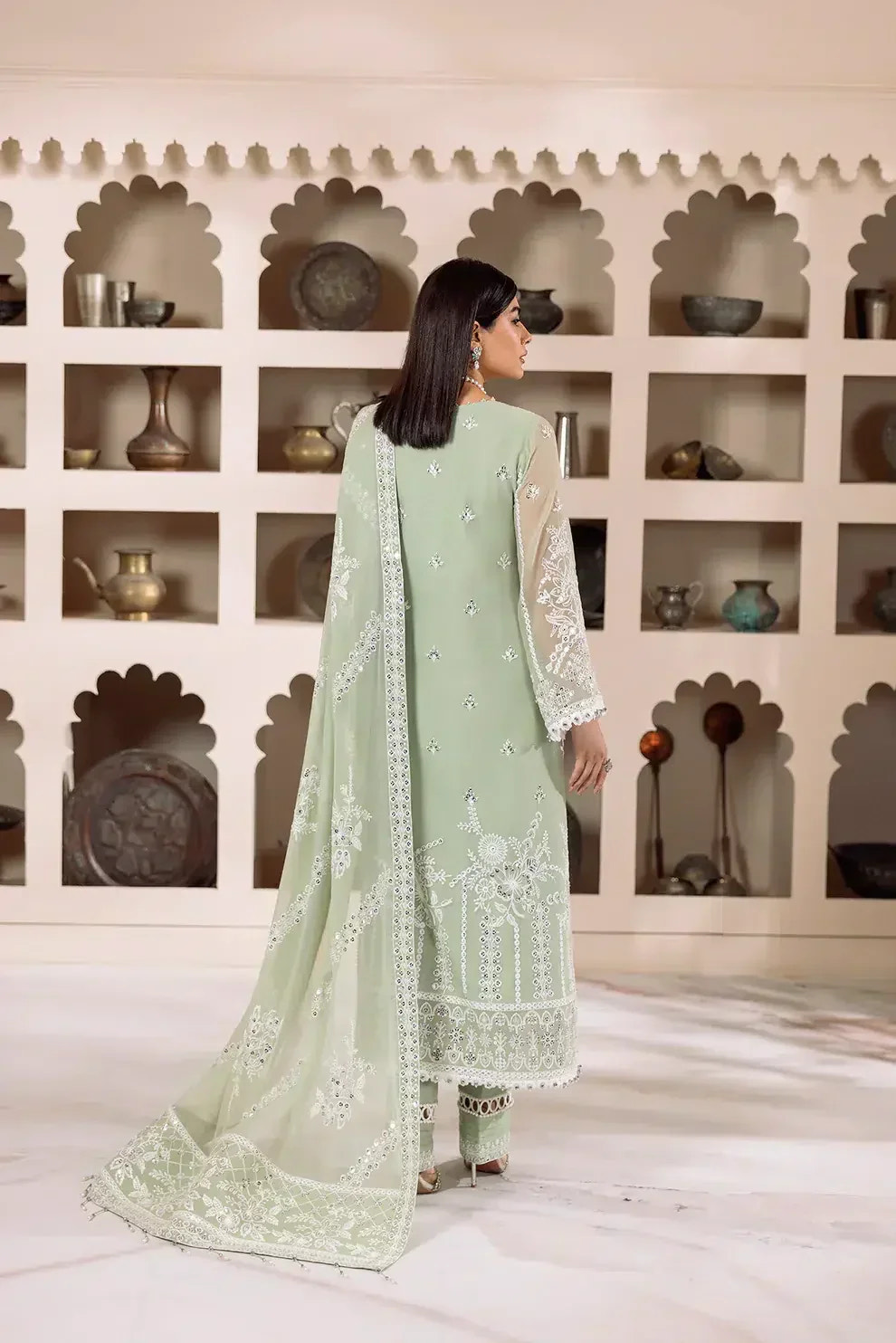 Alizeh | Dua Formals 23 | DUA-V01D04A- MEHRUNISA ( PISTA ) -  Alizeh Formal - Original Designer Dress - House of Maryam