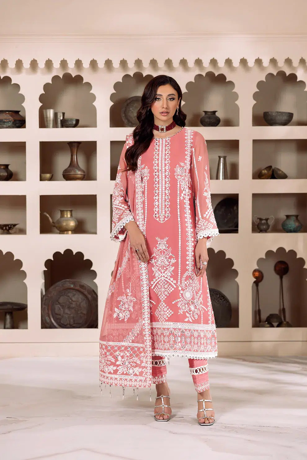 Alizeh | Dua Formals 23 | DUA-V01D04B- MEHRUNISA ( PINK ) -  Alizeh Formal - Original Designer Dress - House of Maryam