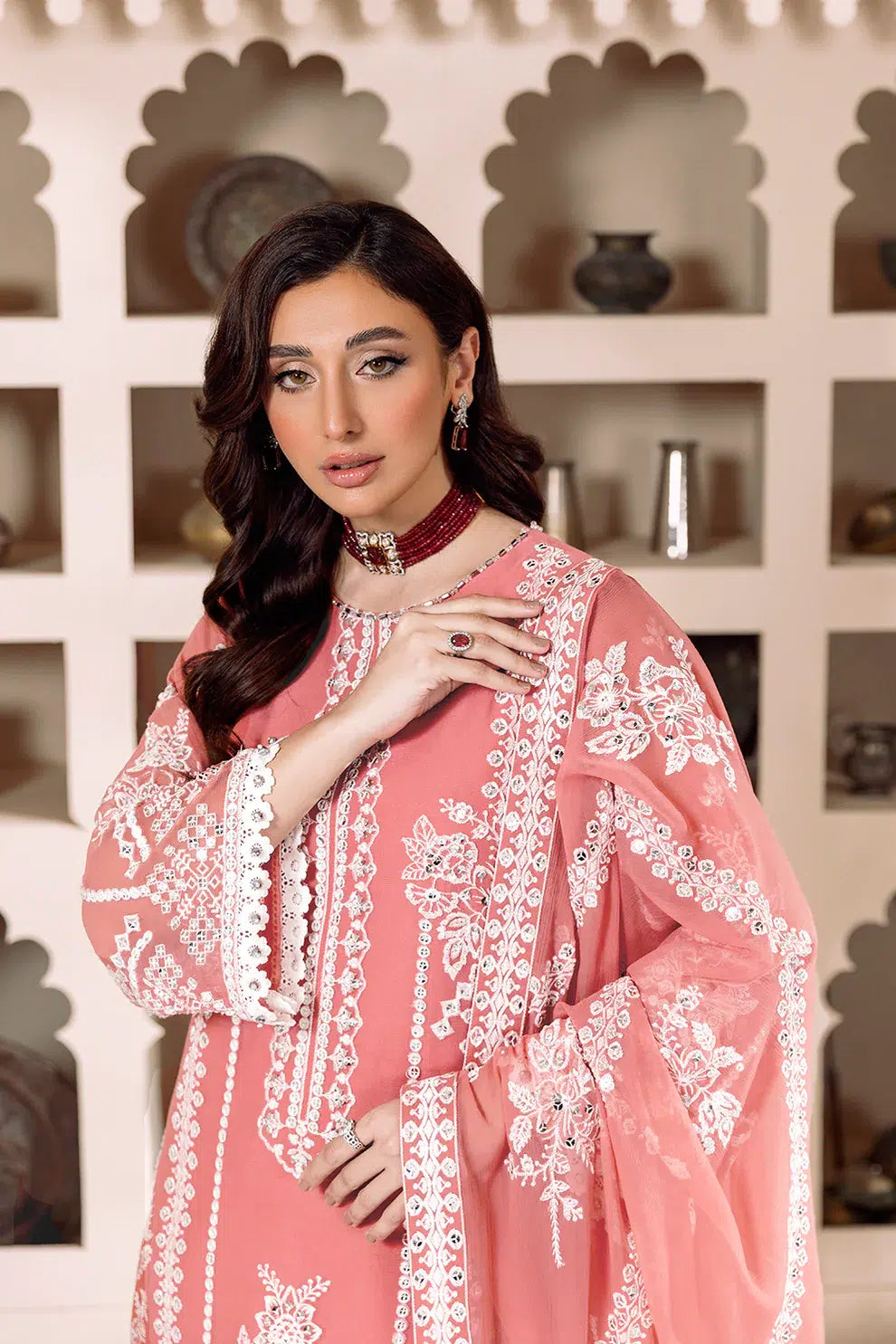 Alizeh | Dua Formals 23 | DUA-V01D04B- MEHRUNISA ( PINK ) by Designer Alizeh - House of Maryam - Pakistani Designer Ethnic Wear in {{ shop.shopifyCountryName }}