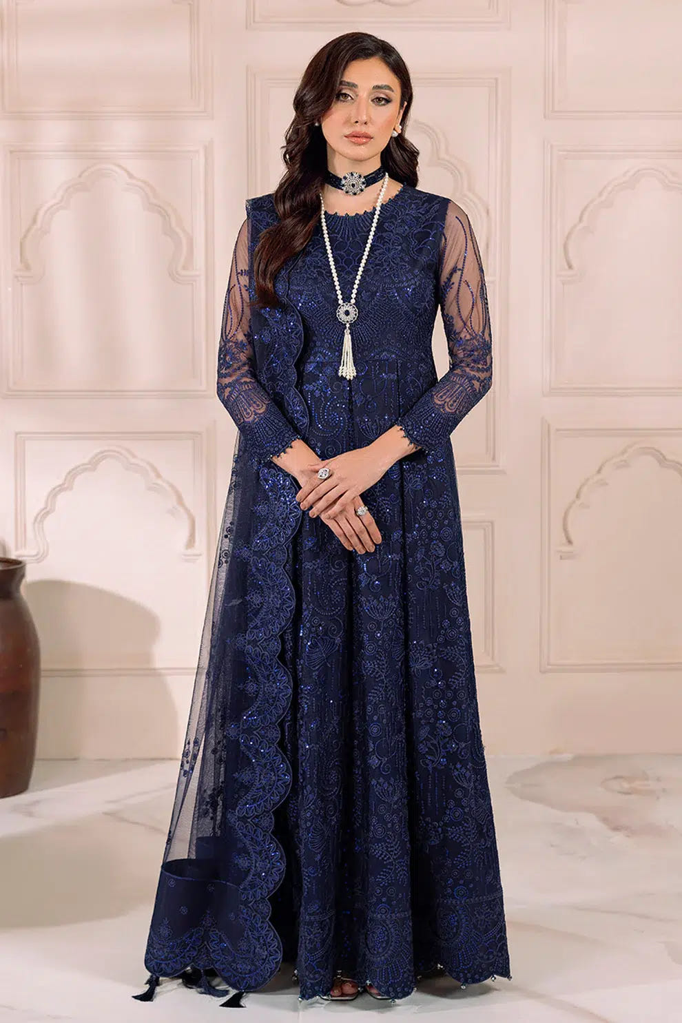Alizeh | Dua Formals 23 | DUA-V01D01A- KHIRAD ( BLUE ) -  Alizeh Formal - Original Designer Dress - House of Maryam