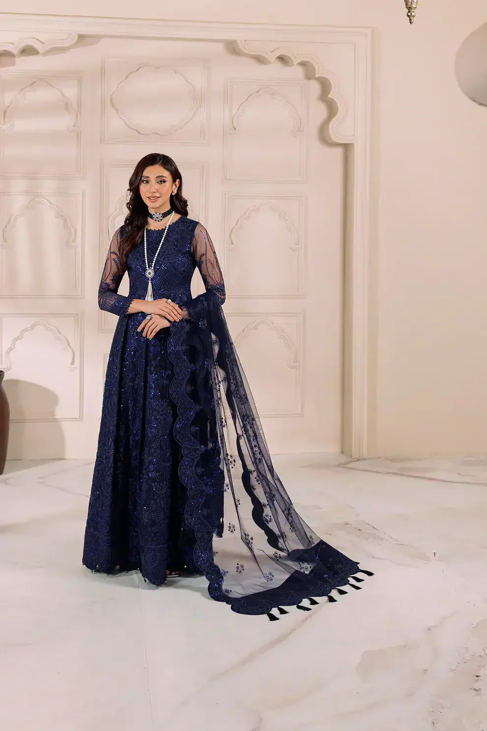 Alizeh | Dua Formals 23 | DUA-V01D01A- KHIRAD ( BLUE ) -  Alizeh Formal - Original Designer Dress - House of Maryam