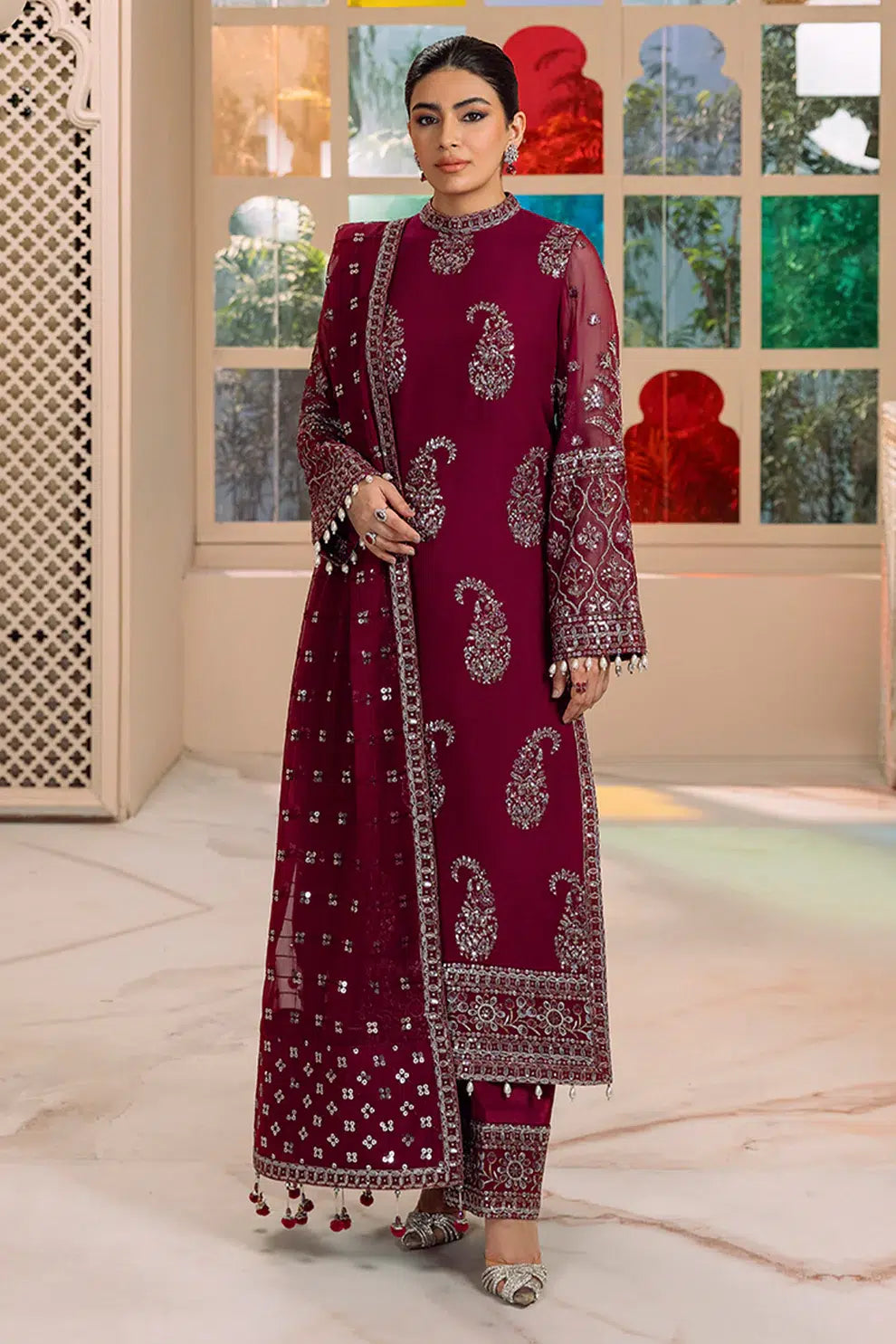 Alizeh | Dua Formals 23 | DUA-V01D06A- AMAYA ( MAGENTA ) by Designer Alizeh - House of Maryam - Pakistani Designer Ethnic Wear in {{ shop.shopifyCountryName }}