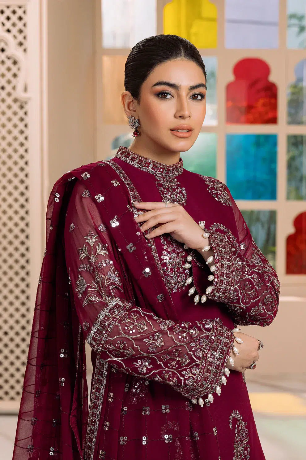 Alizeh | Dua Formals 23 | DUA-V01D06A- AMAYA ( MAGENTA ) by Designer Alizeh - House of Maryam - Pakistani Designer Ethnic Wear in {{ shop.shopifyCountryName }}