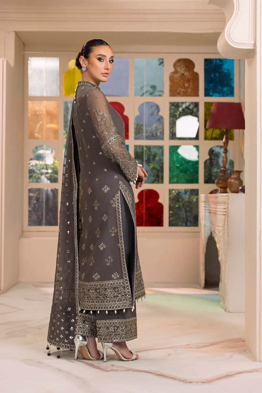 Alizeh | Dua Formals 23 | DUA-V01D06B- AMAYA ( GREY ) -  Alizeh Formal - Original Designer Dress - House of Maryam