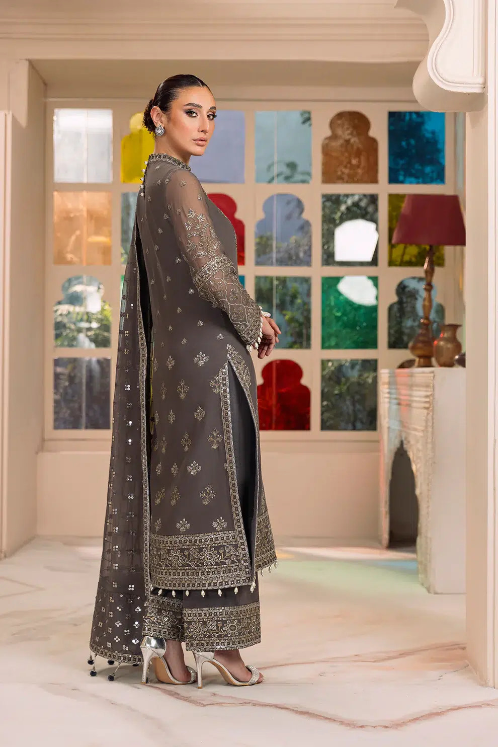Alizeh | Dua Formals 23 | DUA-V01D06B- AMAYA ( GREY ) -  Alizeh Formal - Original Designer Dress - House of Maryam