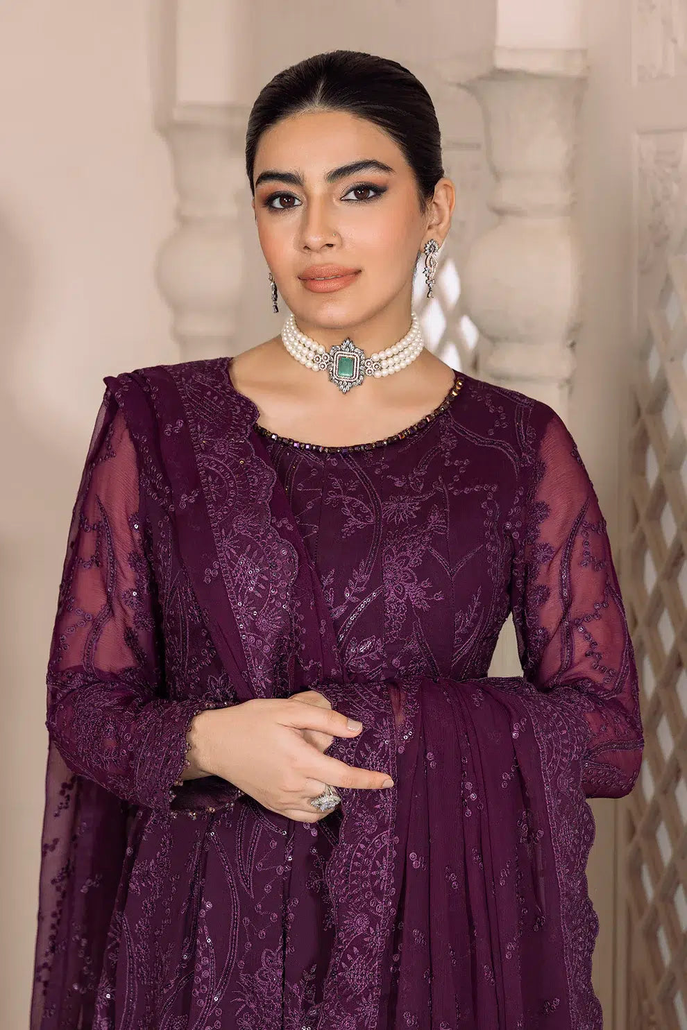 Alizeh | Dua Formals 23 | DUA-V01D03A- SYLVI ( PURPLE ) by Designer Alizeh - House of Maryam - Pakistani Designer Ethnic Wear in {{ shop.shopifyCountryName }}