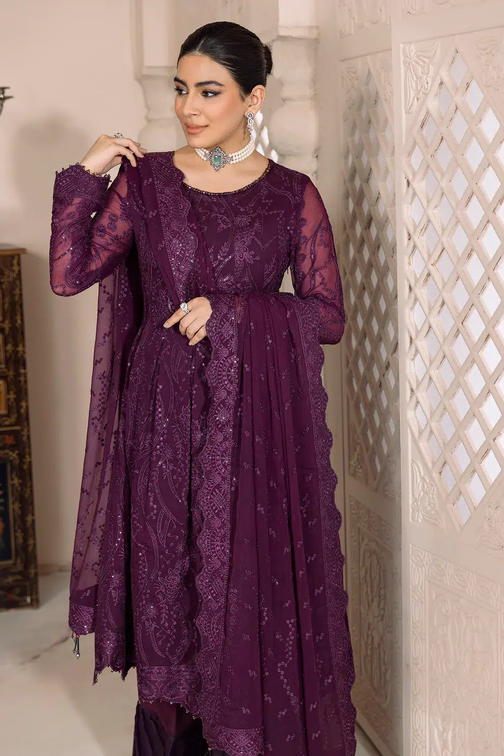 Alizeh | Dua Formals 23 | DUA-V01D03A- SYLVI ( PURPLE ) -  Alizeh Formal - Original Designer Dress - House of Maryam