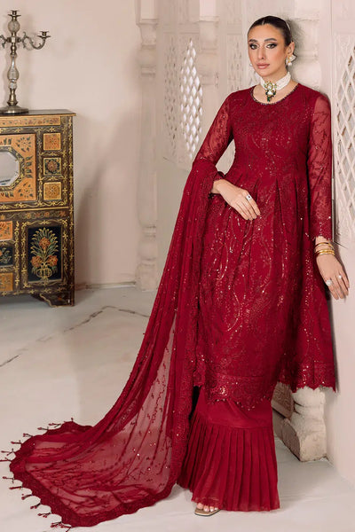 Alizeh | Dua Formals 23 | DUA-V01D03B- SYLVI ( RED ) -  Alizeh Formal - Original Designer Dress - House of Maryam