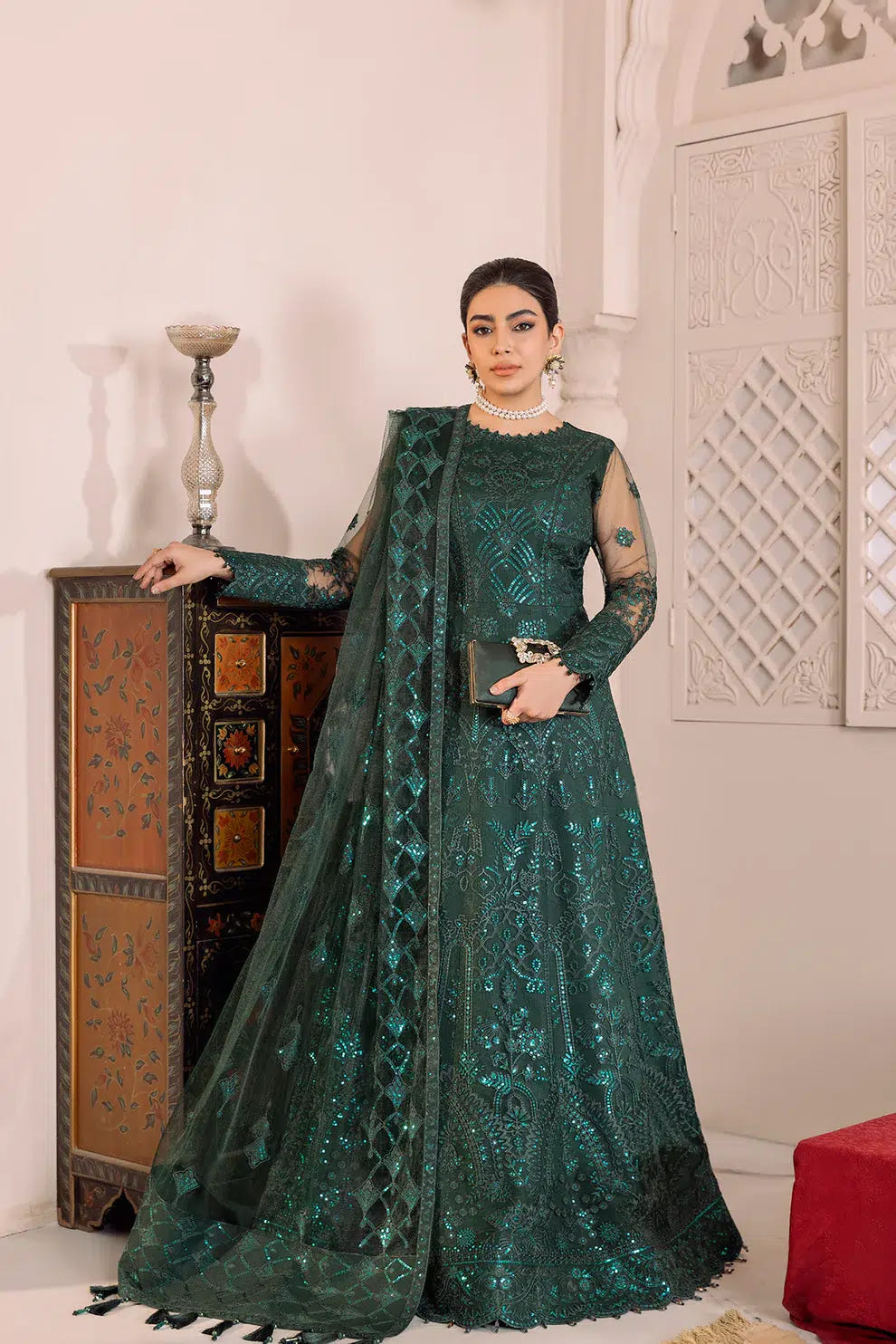 Alizeh | Dua Formals 23 | DUA-V01D05A- RYAN ( GREEN ) -  Alizeh Formal - Original Designer Dress - House of Maryam