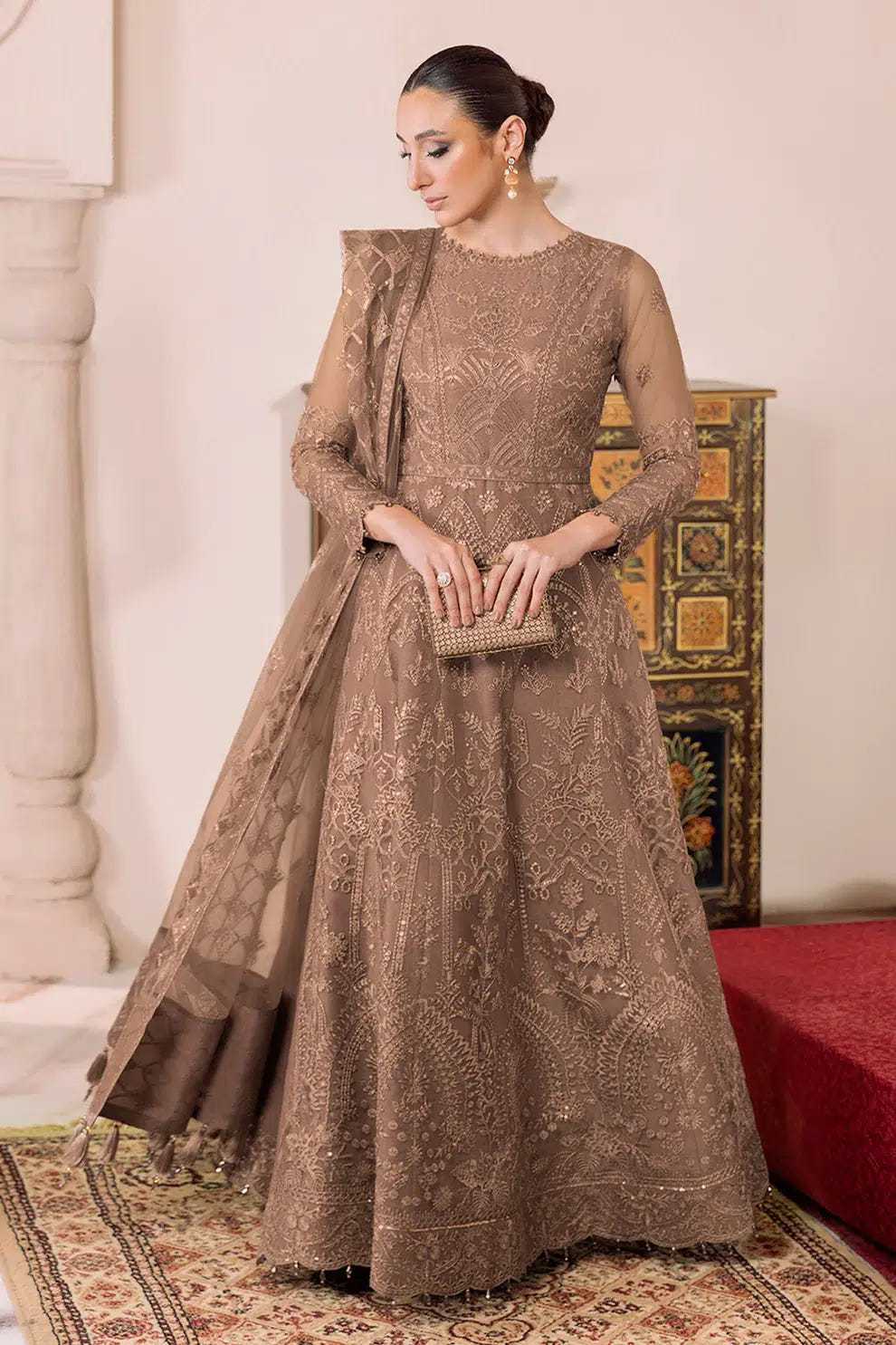 Alizeh | Dua Formals 23 | DUA-V01D05B- RYAN ( BEIGE ) -  Alizeh Formal - Original Designer Dress - House of Maryam