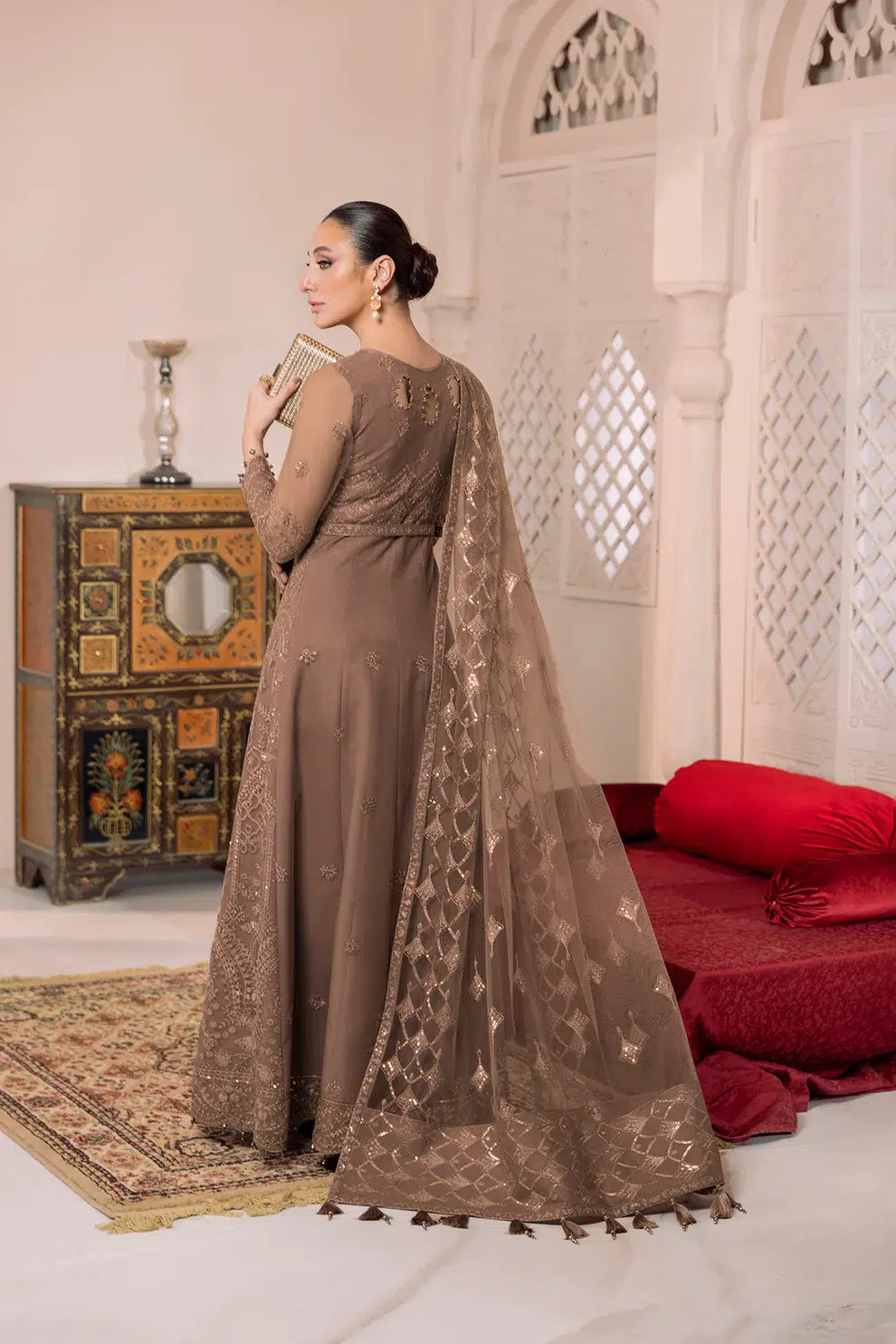 Alizeh | Dua Formals 23 | DUA-V01D05B- RYAN ( BEIGE ) -  Alizeh Formal - Original Designer Dress - House of Maryam