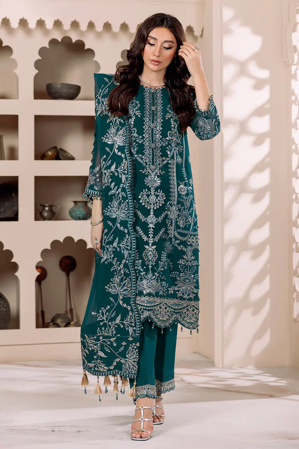 Alizeh | Dua Formals 23 | DUA-V01D02B- LYRA ( ZINC ) -  Alizeh Formal - Original Designer Dress - House of Maryam