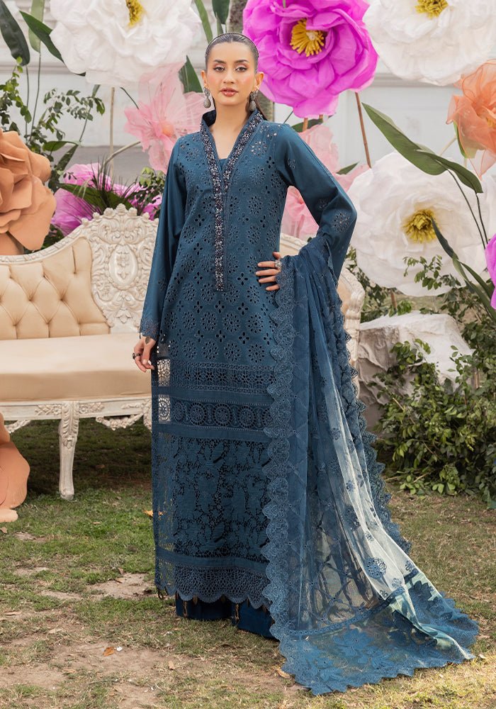 Altan | Garden of grace | ALT-09 Moonflower Haze-Brand:Altan-Type:Ladies Clothes-Teal Blue-Lawn-House of Maryam- Buy in UK, USA