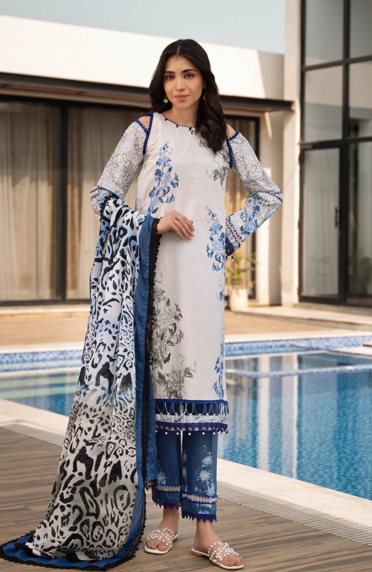 Alzohaib | Premium Prints 25 | AZP-25-02-Brand:Alzohaib-Type:Ladies Clothes-Off White-Digital Printed-House of Maryam- Buy in UK, USA