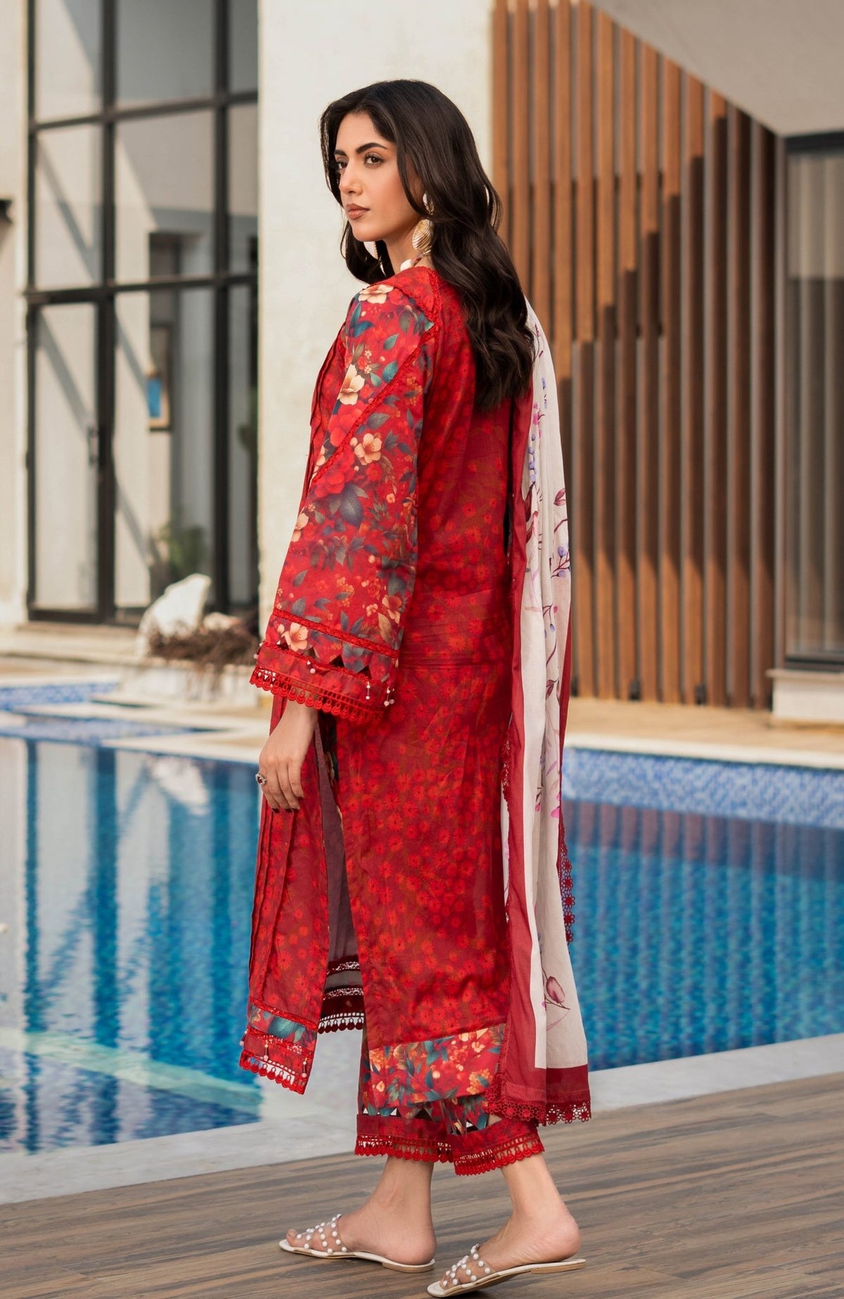 Alzohaib | Premium Prints 25 | AZP-25-05-Brand:Alzohaib-Type:Ladies Clothes-Deep Red-Digital Printed-House of Maryam- Buy in UK, USA