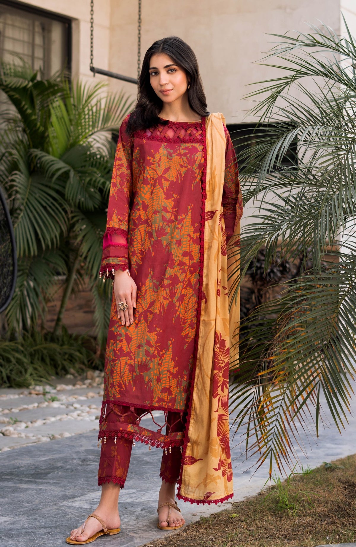 Alzohaib | Premium Prints 25 | AZP-25-06-Brand:Alzohaib-Type:Ladies Clothes-Maroon-Digital Printed-House of Maryam- Buy in UK, USA
