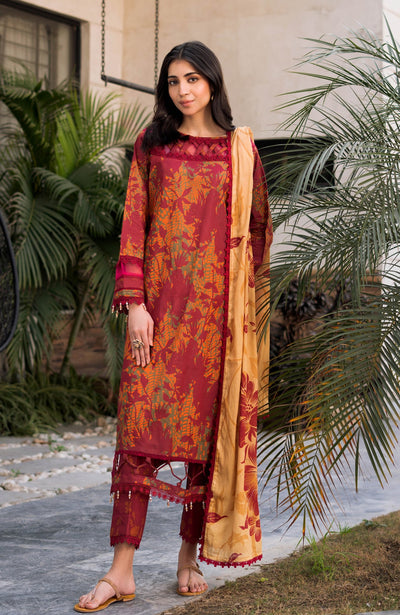 Alzohaib | Premium Prints 25 | AZP-25-06-Brand:Alzohaib-Type:Ladies Clothes-Maroon-Digital Printed-House of Maryam- Buy in UK, USA