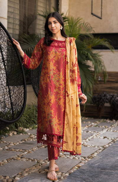Alzohaib | Premium Prints 25 | AZP-25-06-Brand:Alzohaib-Type:Ladies Clothes-Maroon-Digital Printed-House of Maryam- Buy in UK, USA
