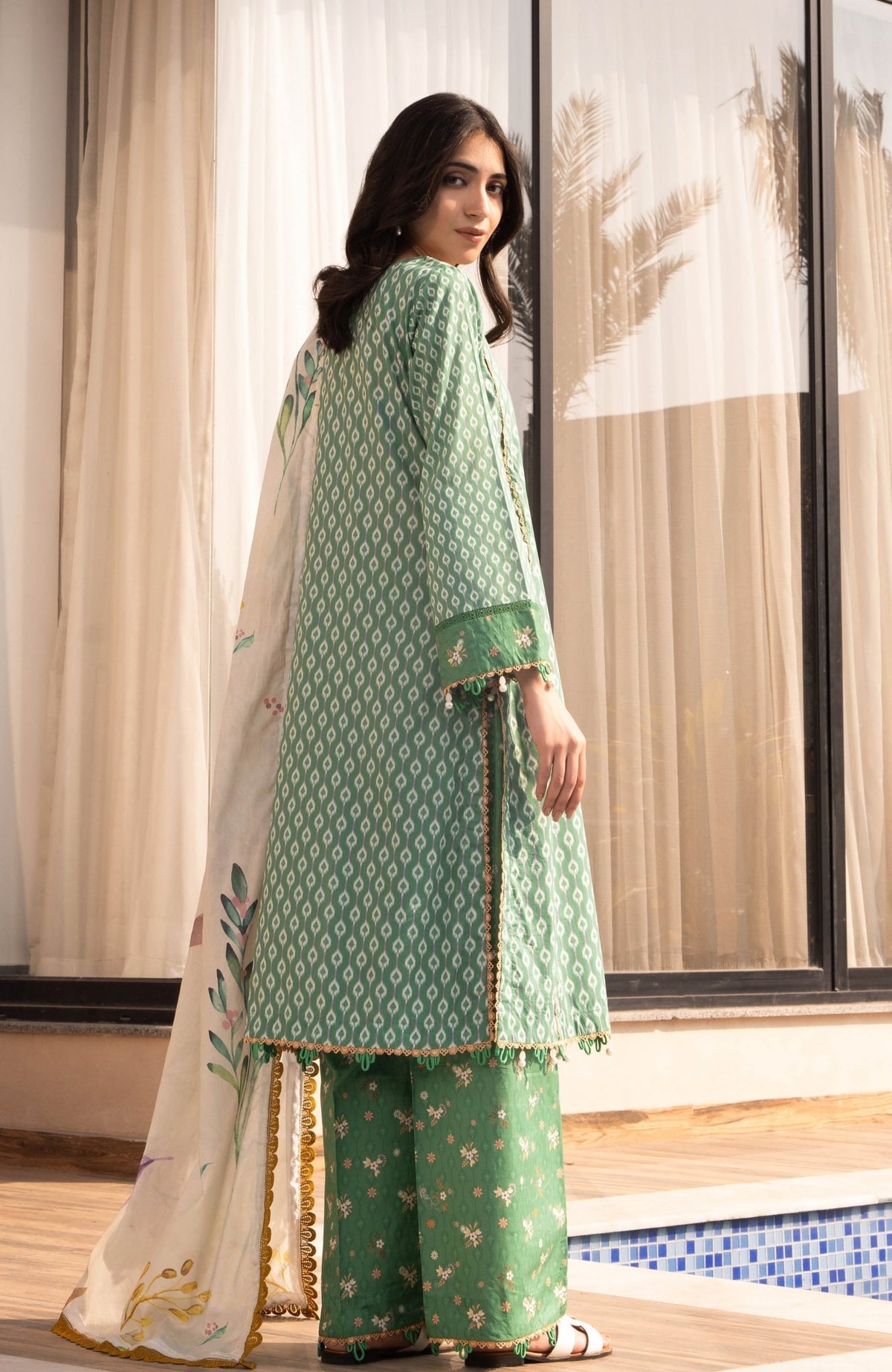 Alzohaib | Premium Prints 25 | AZP-25-12-Brand:Al Zohaib-Type:Ladies Clothes-Green-Digital Printed-House of Maryam- Buy in UK, USA